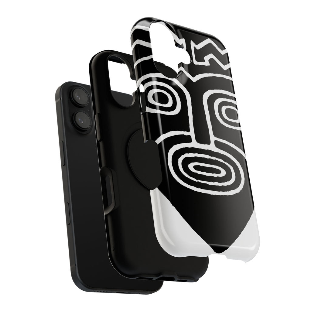 Phone Case — Black & White Tribal Mask Impact-Resistant Case