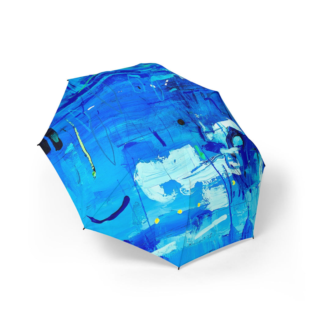 Umbrella Lisa Herrera art print Blue Abstract Art Foldable Umbrella — Semi-Automatic Compact Rain Umbrella
