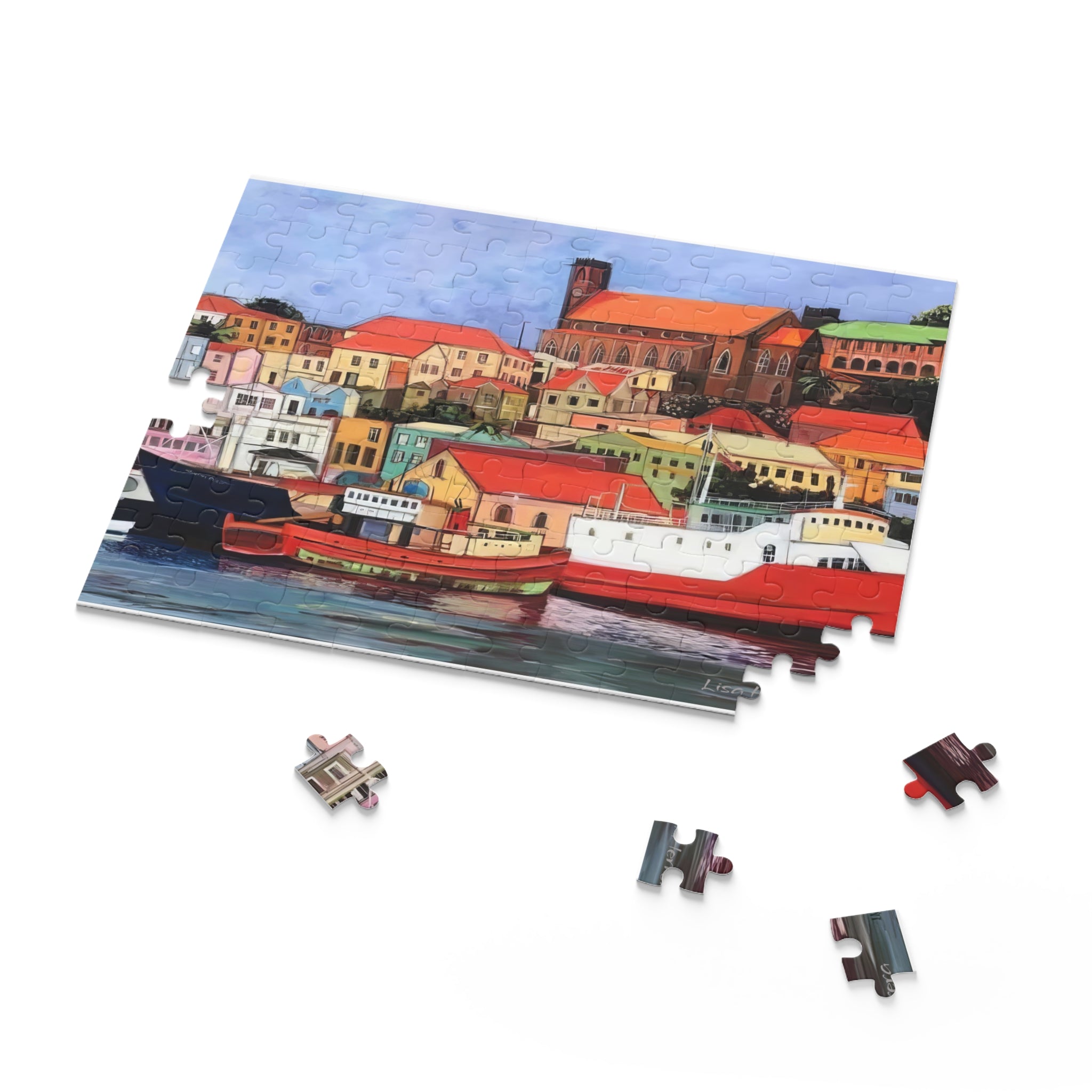 Puzzle St George's Carenage Harbor Puzzle — Colorful Grenada Caribbean Harbour Jigsaw (120/252/500 pcs)