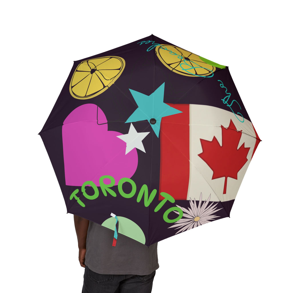 Umbrella Toronto Abstract Art Foldable  – Colorful Semi-Automatic Rain Shield