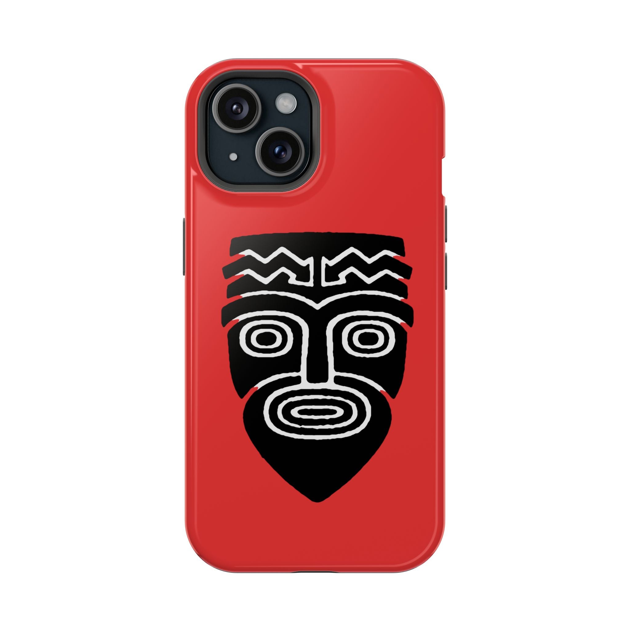 Phone Case Tiki Mask Impact-Resistant Phone Case — Bold Red Protective Cover