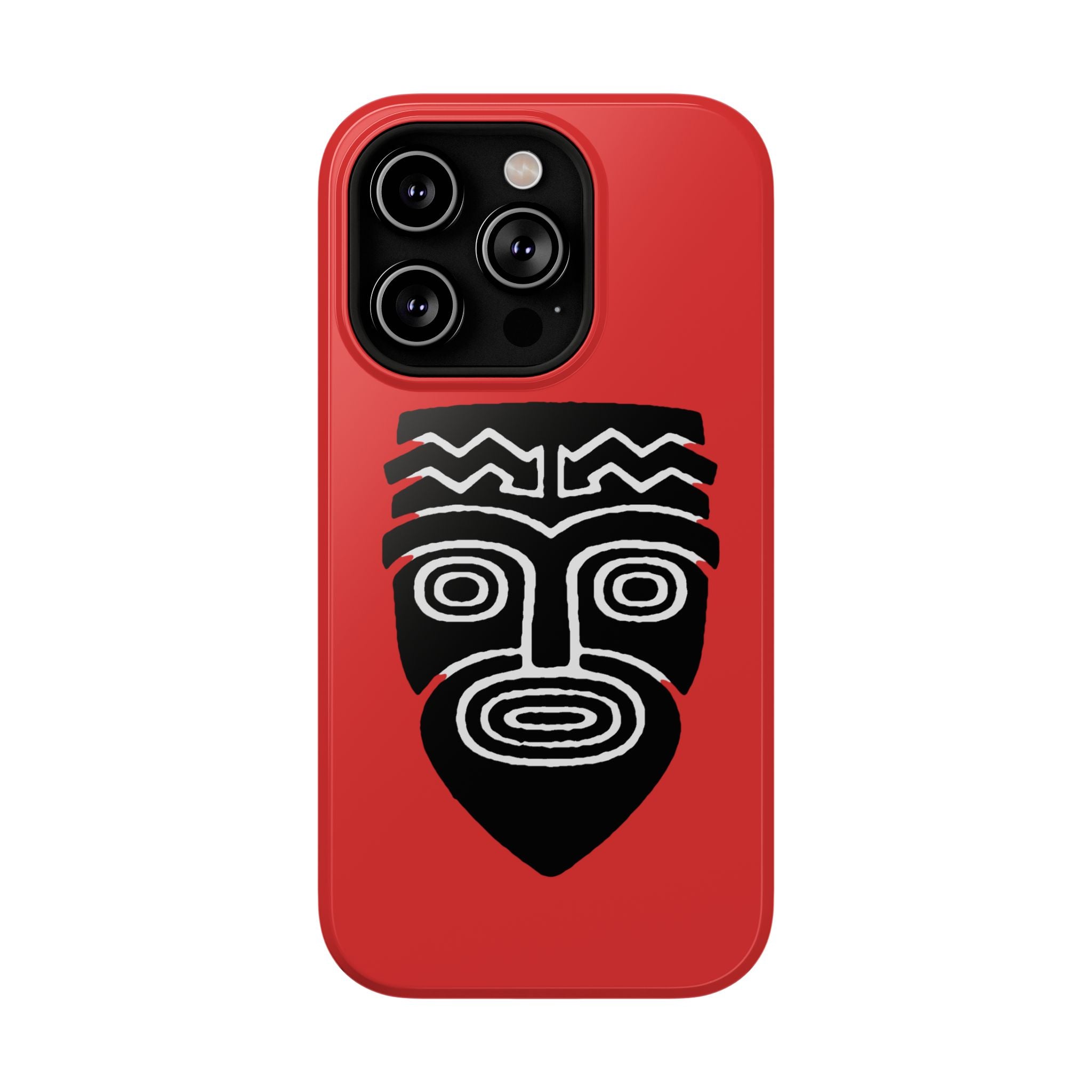 Phone Case Tiki Mask Impact-Resistant Phone Case — Bold Red Protective Cover