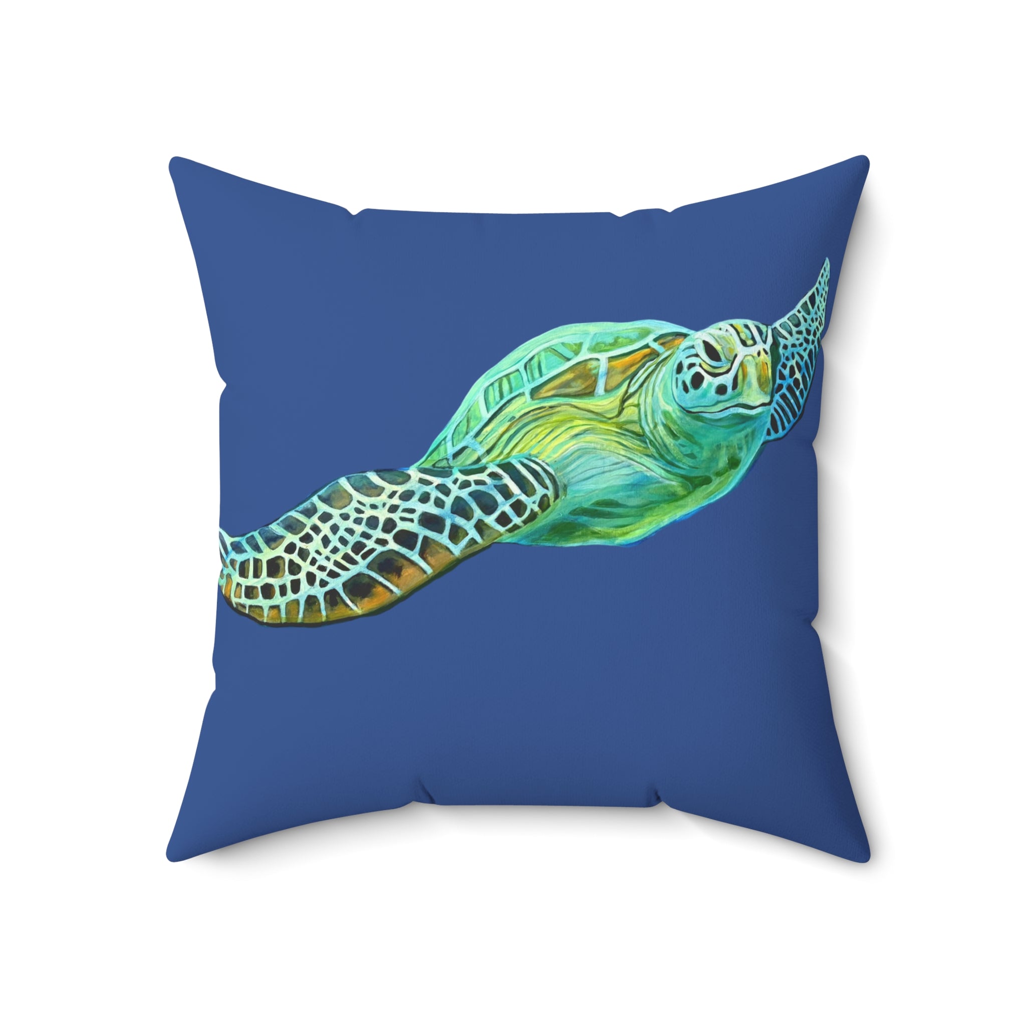 Throw Pillow Sea Turtle  - Aqua Coastal Decorative Cushion