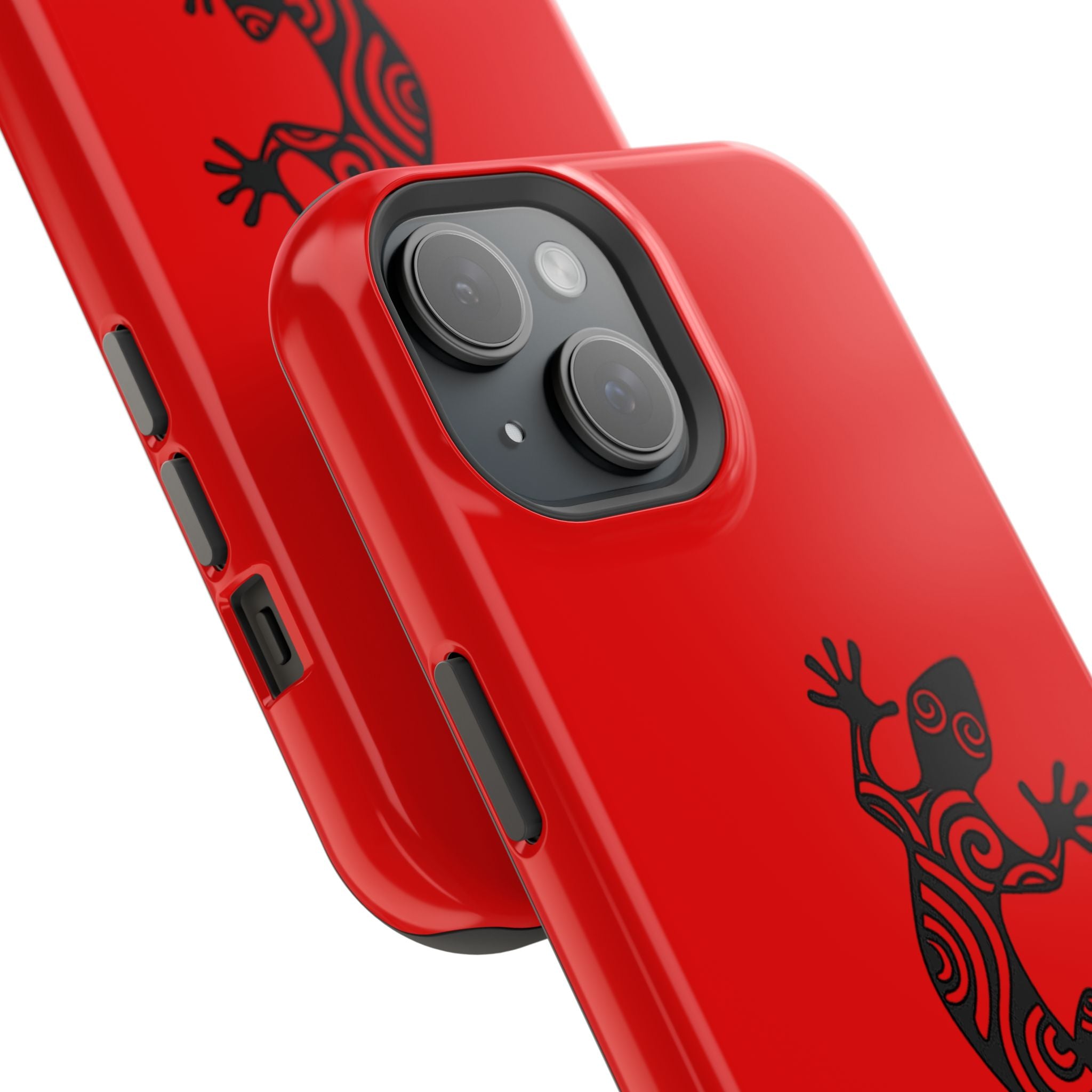 Phone Case Red Impact with Tribal Gecko Design — Shockproof Protective Cover