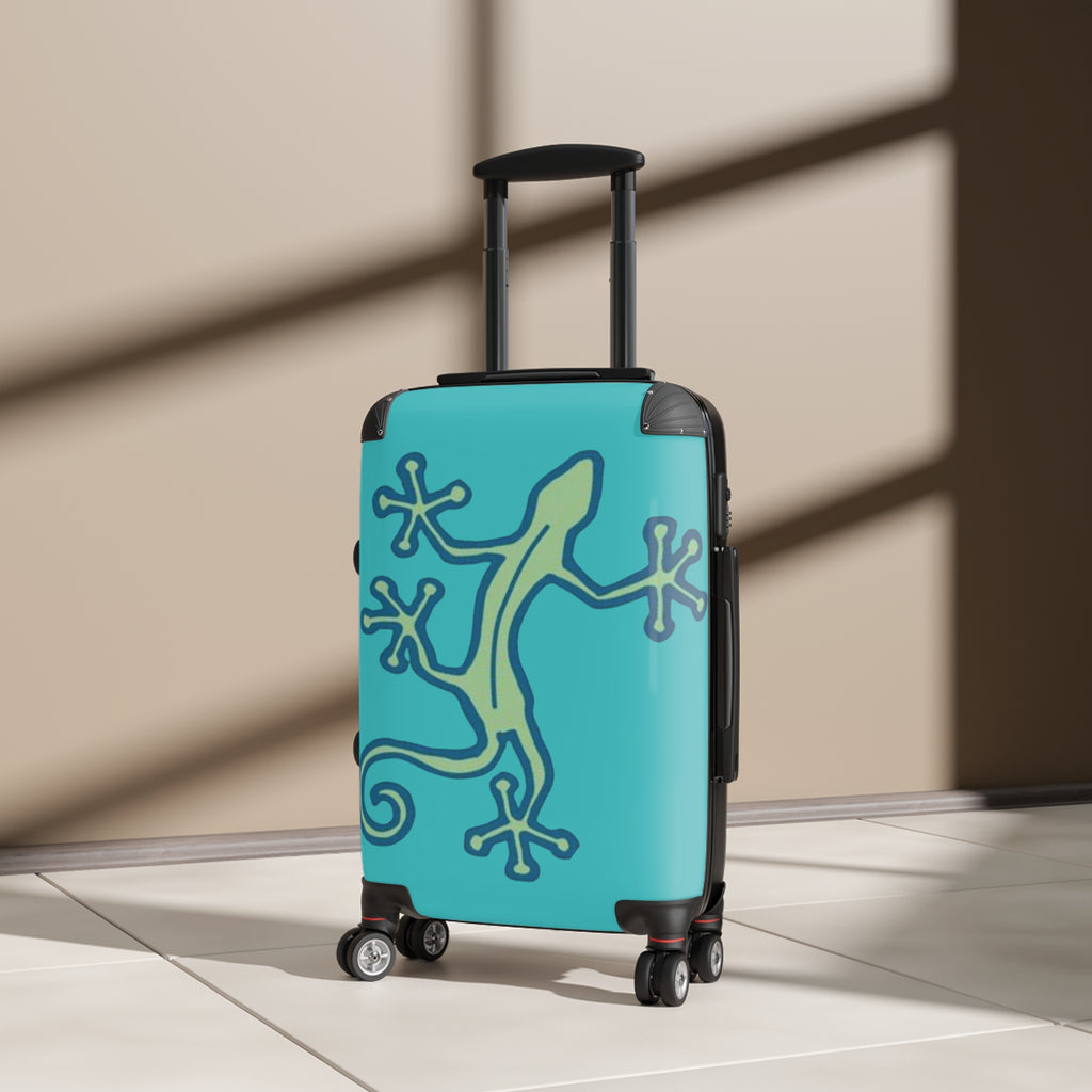 Carry-on Suitcase Native Lizard Turqoise Blue — Tribal Travel Luggage