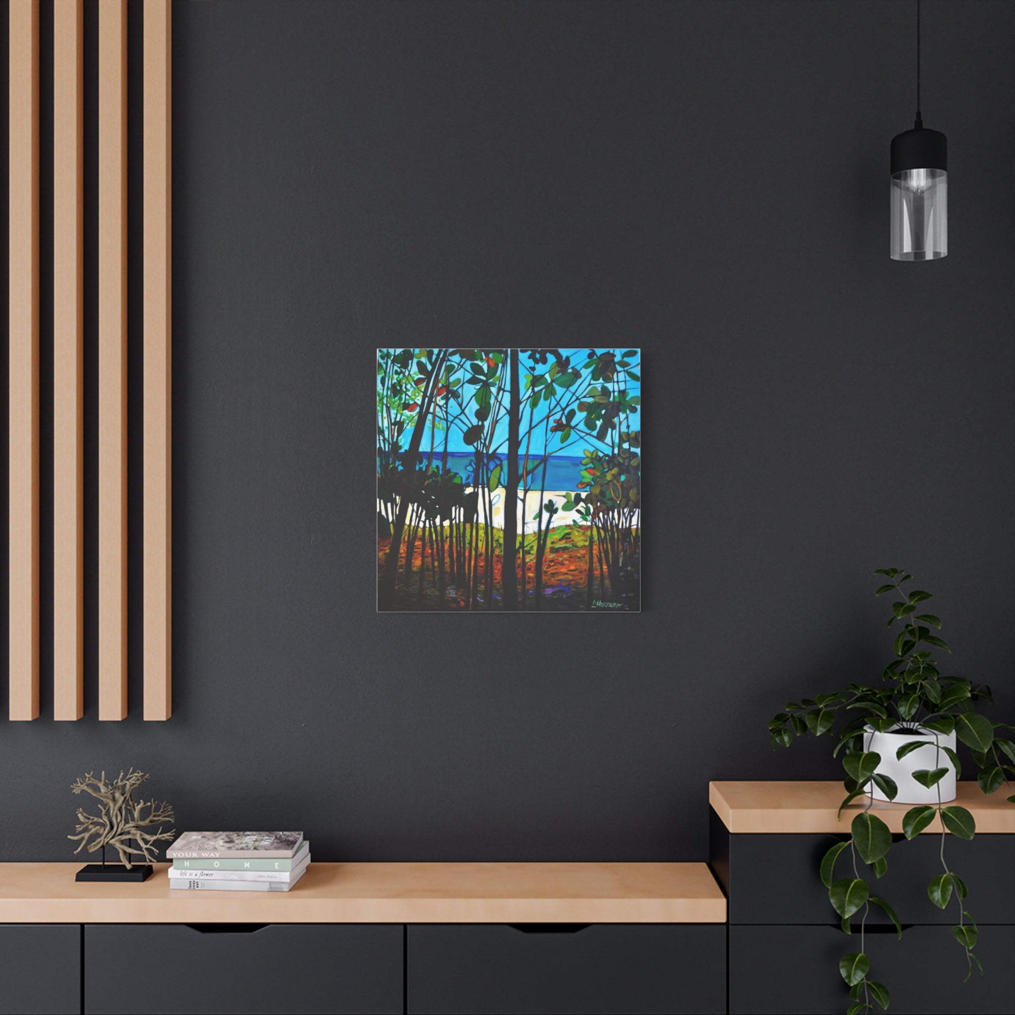 Canvas Print Lisa Herrera Art Thru The Trees  Wall Art — Beach Trees Seascape Print