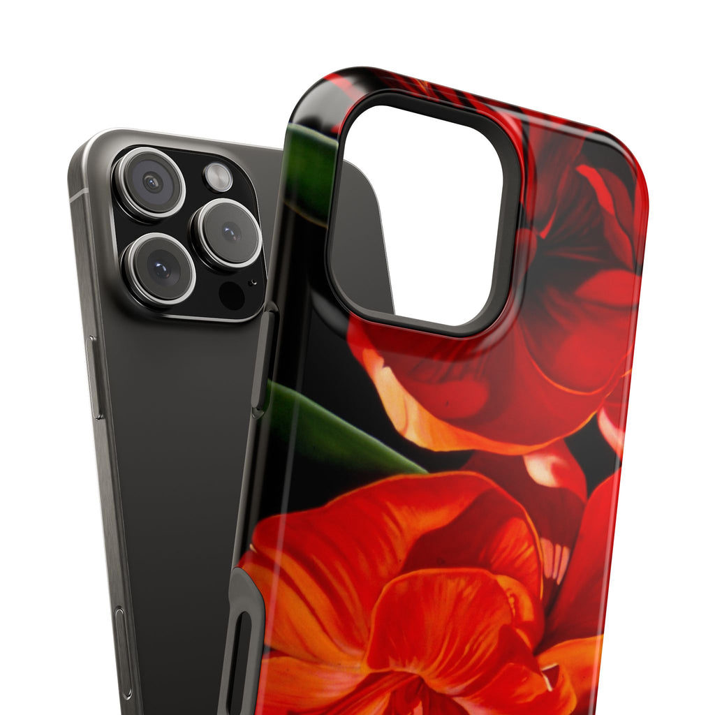Phone case Lisa Herrera art print Red Amaryllis Floral Impact-Resistant Phone Case