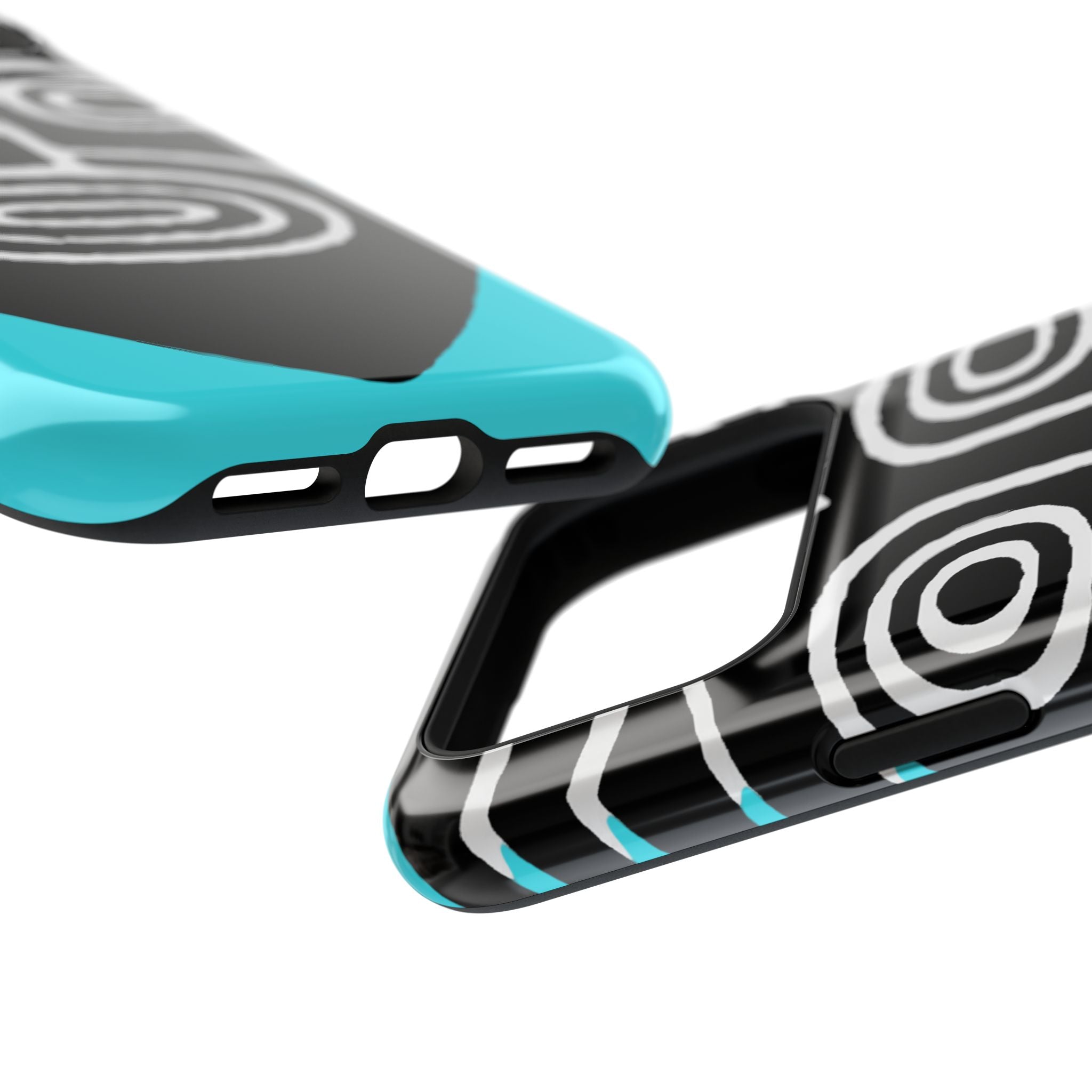 Phone case Impact-Resistant  — Abstract Tribal Mask Design (Black & Teal)