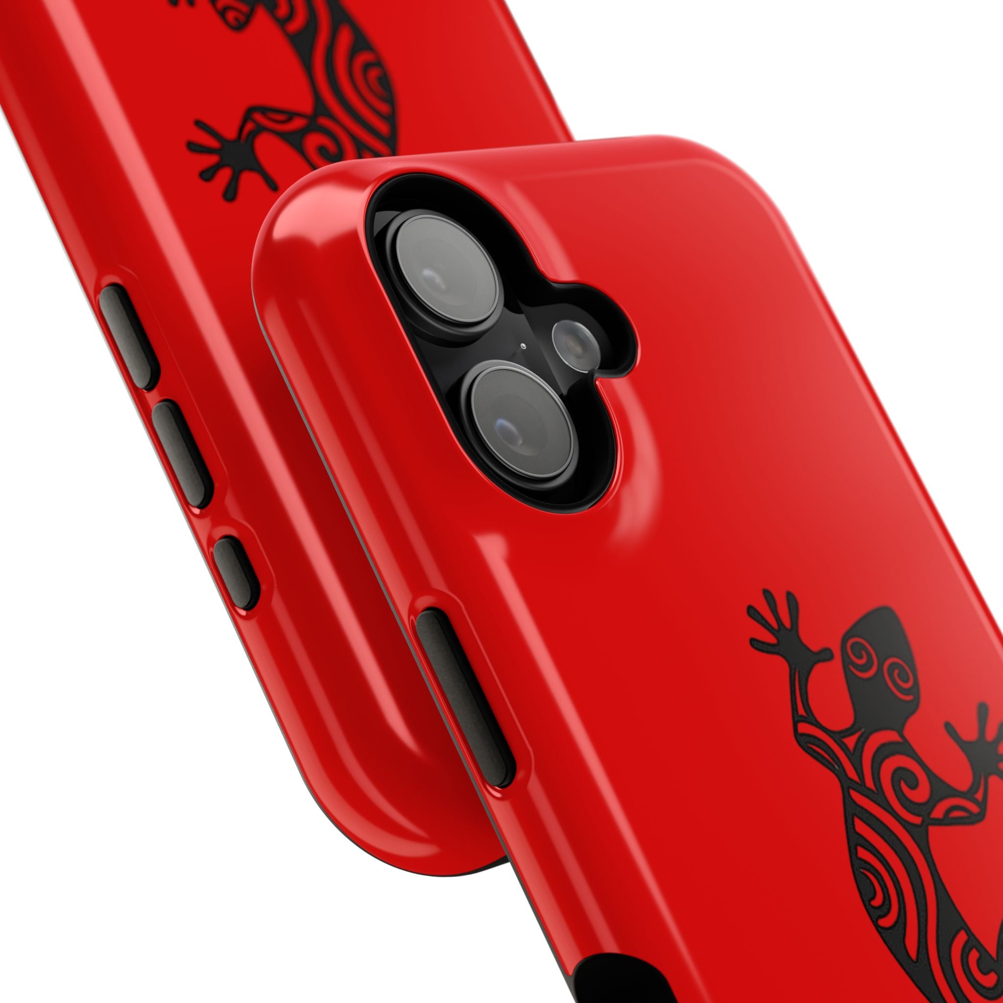Phone Case Red Impact with Tribal Gecko Design — Shockproof Protective Cover