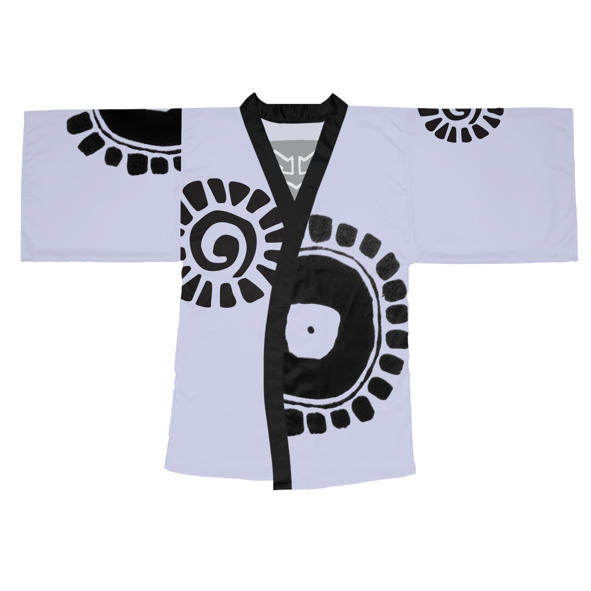 Kimono Robe Petroglyphs Lilac — Lightweight Long Sleeve Lounge Wrap