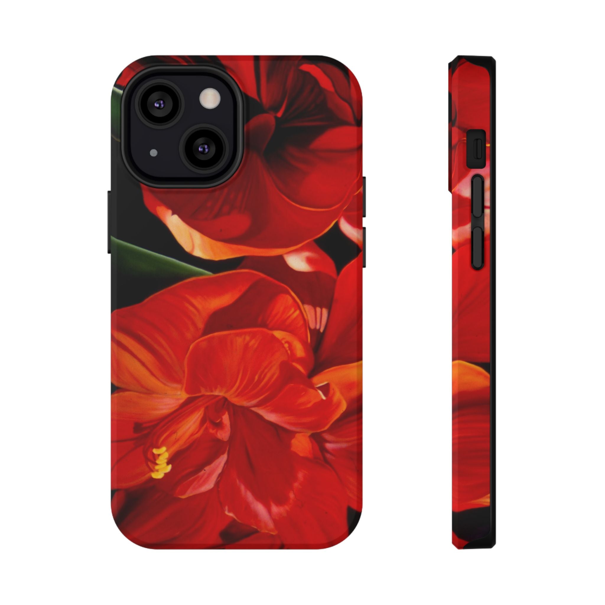 Phone case Lisa Herrera art print Red Amaryllis Floral Impact-Resistant Phone Case