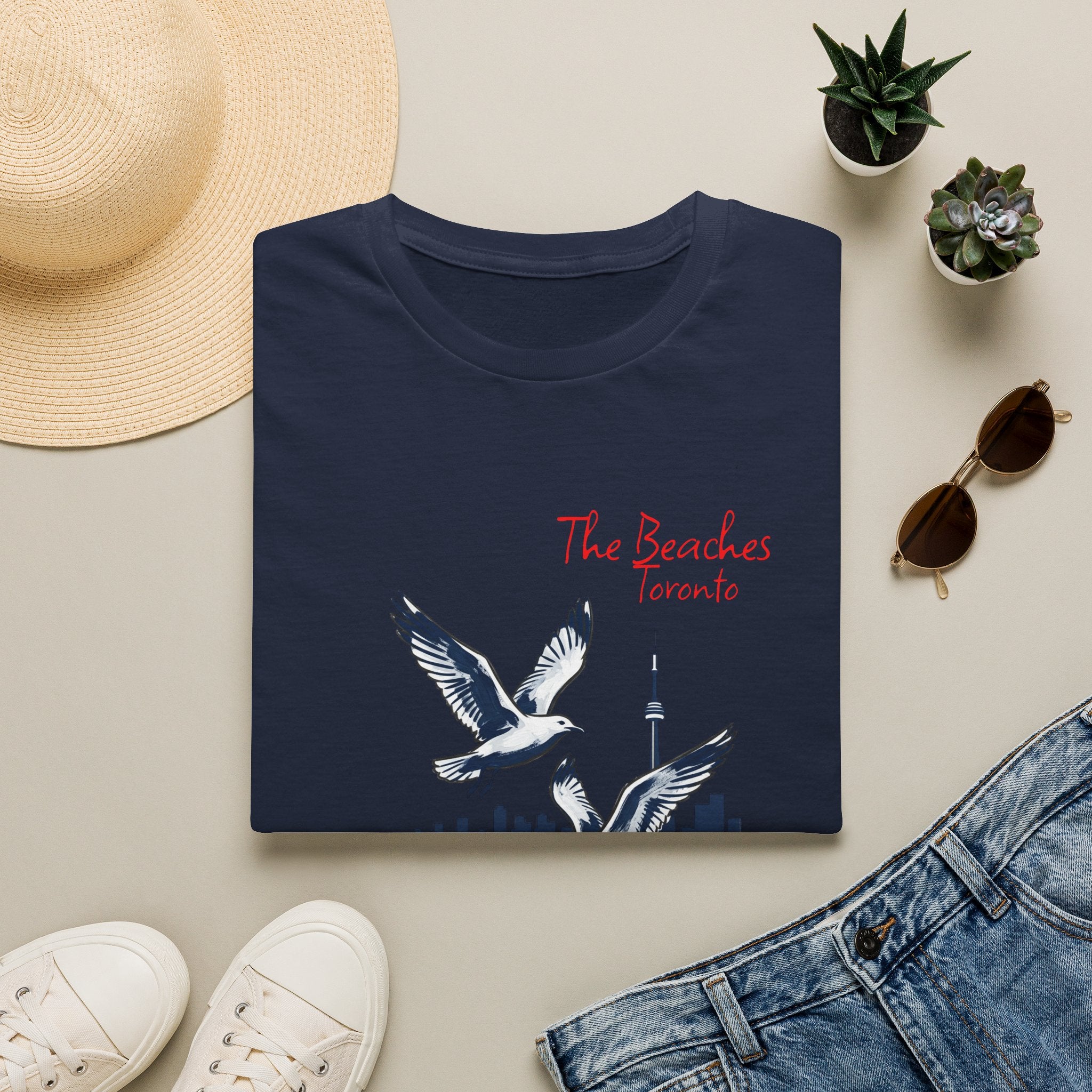 T-Shirt — The Beaches Toronto with Seagulls and cn tower
