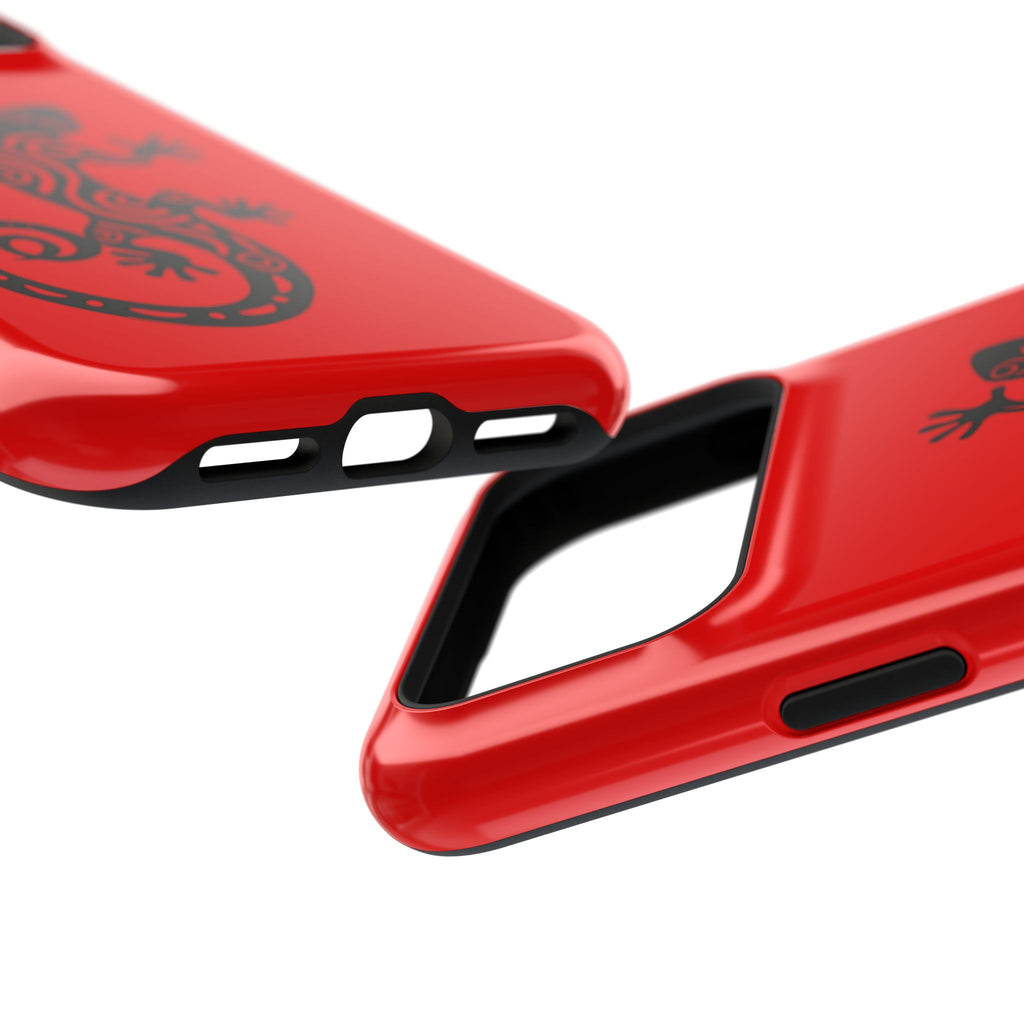 Phone Case Red Impact with Tribal Gecko Design — Shockproof Protective Cover