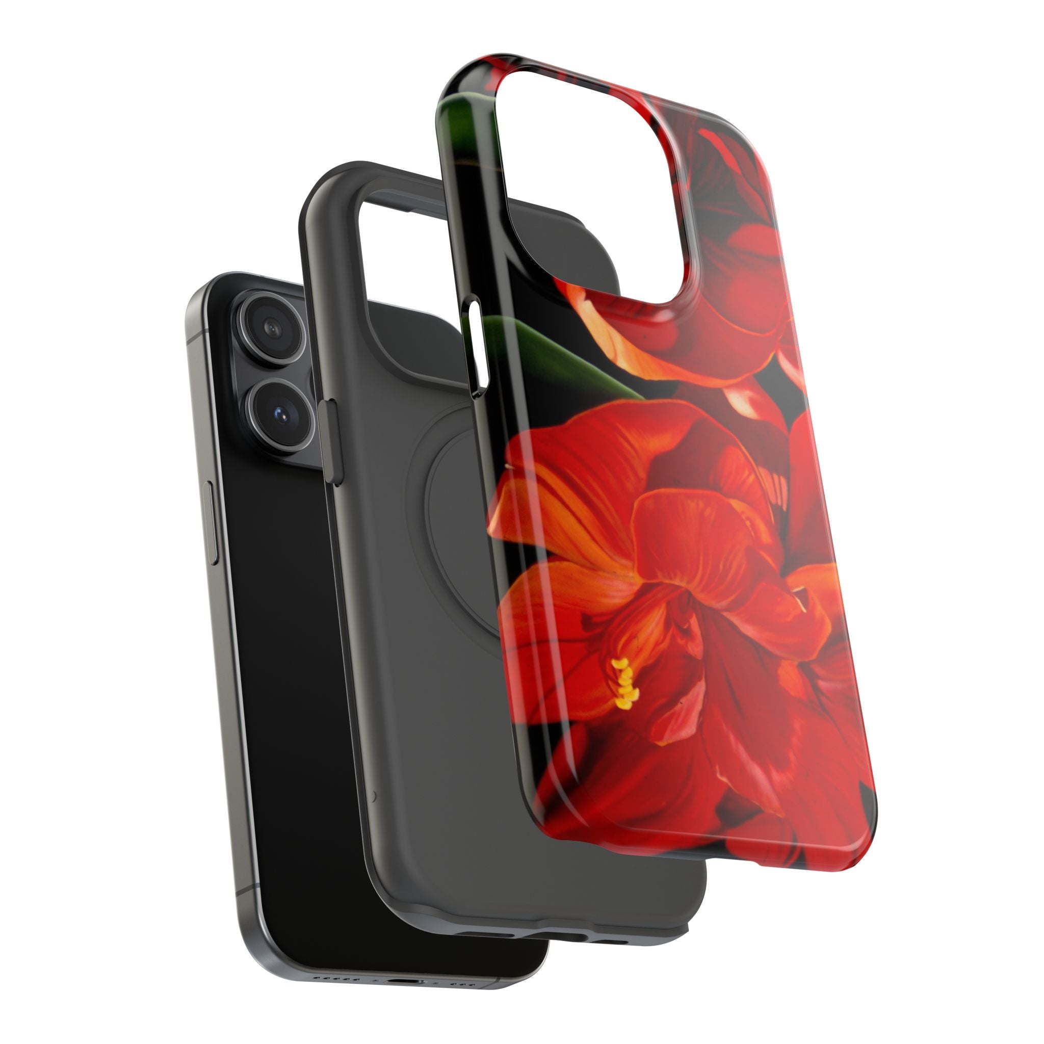 Phone case Lisa Herrera art print Red Amaryllis Floral Impact-Resistant Phone Case