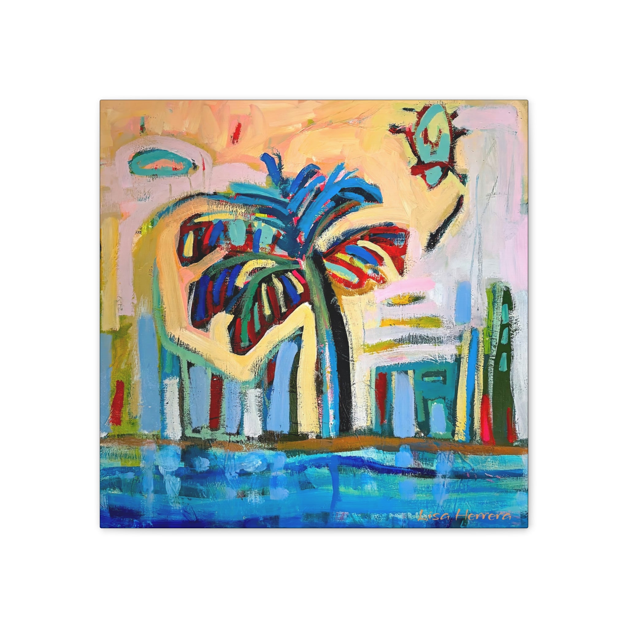 Canvas Print Lisa Herrera Art Tropical Palm Canvas Print – Colorful Abstract Beach Wall Art (Satin Stretched)