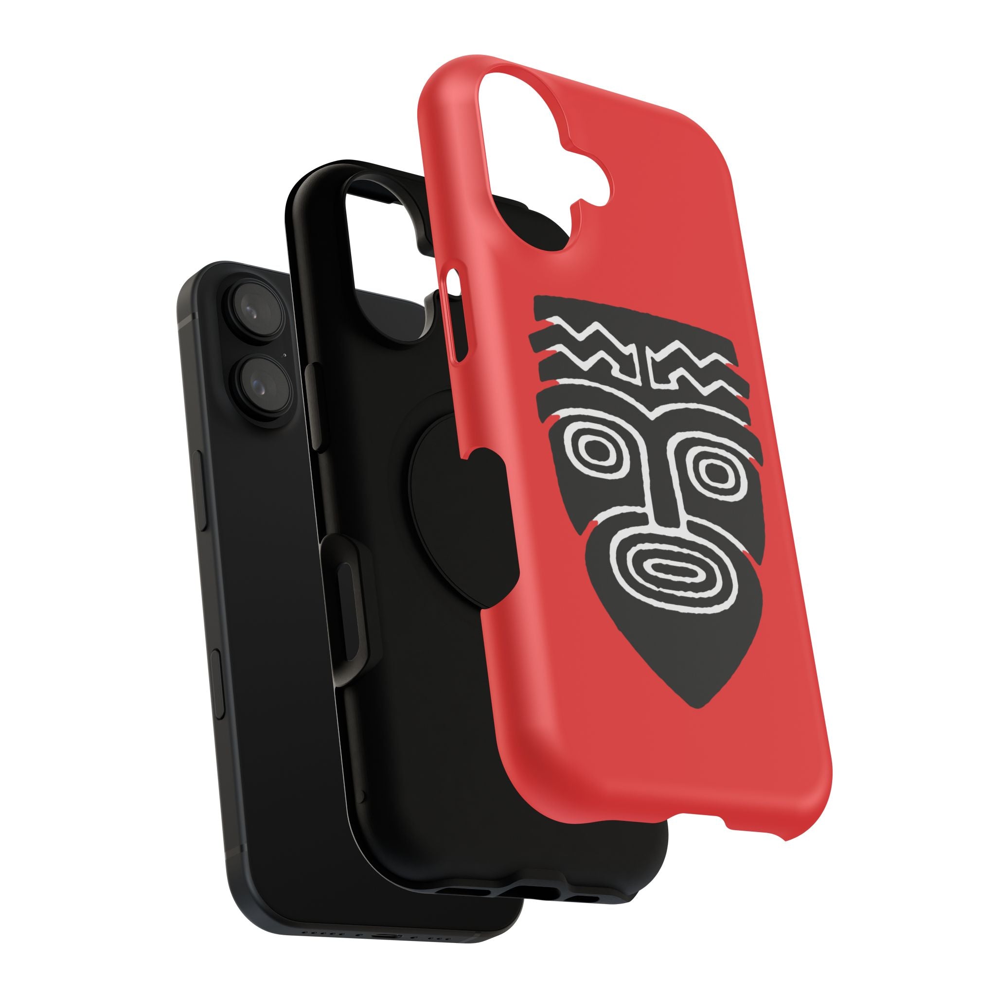 Phone Case Tiki Mask Impact-Resistant Phone Case — Bold Red Protective Cover