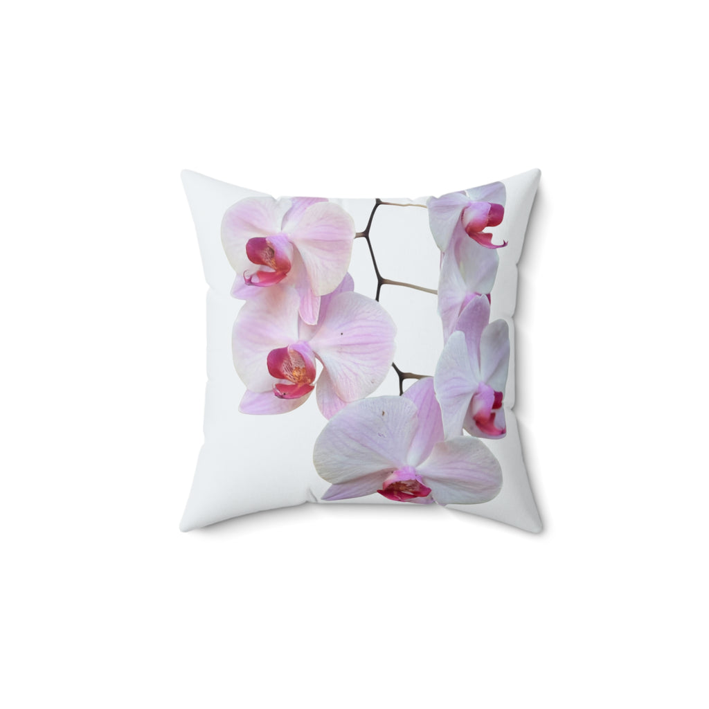 Throw Pillow Lt Pink Orchids  white background - Tropical Decorative Cushion