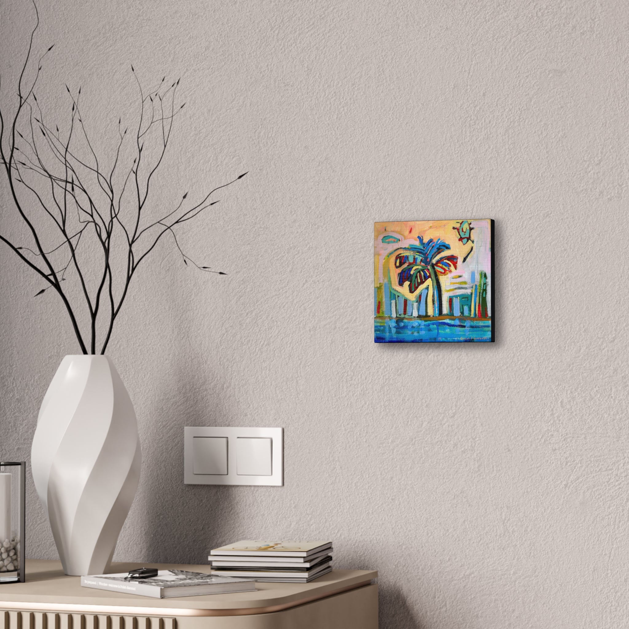 Canvas Print Lisa Herrera Art Tropical Palm Canvas Print – Colorful Abstract Beach Wall Art (Satin Stretched)