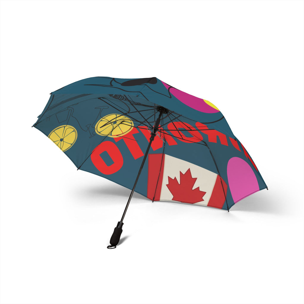 Umbrella Toronto Abstract Art Foldable  – Colorful Semi-Automatic Rain Shield