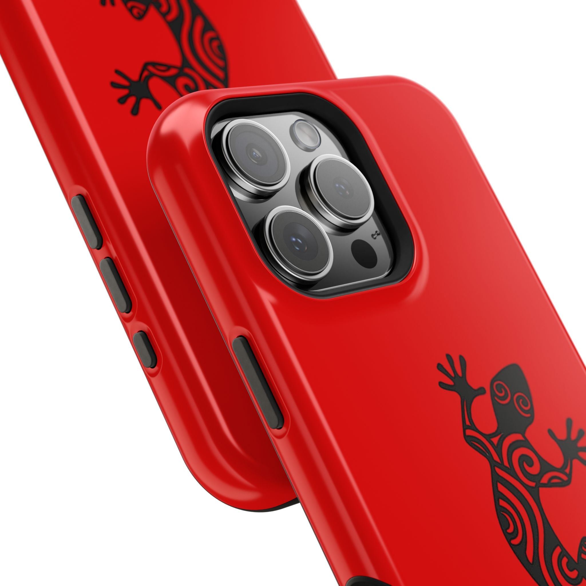 Phone Case Red Impact with Tribal Gecko Design — Shockproof Protective Cover