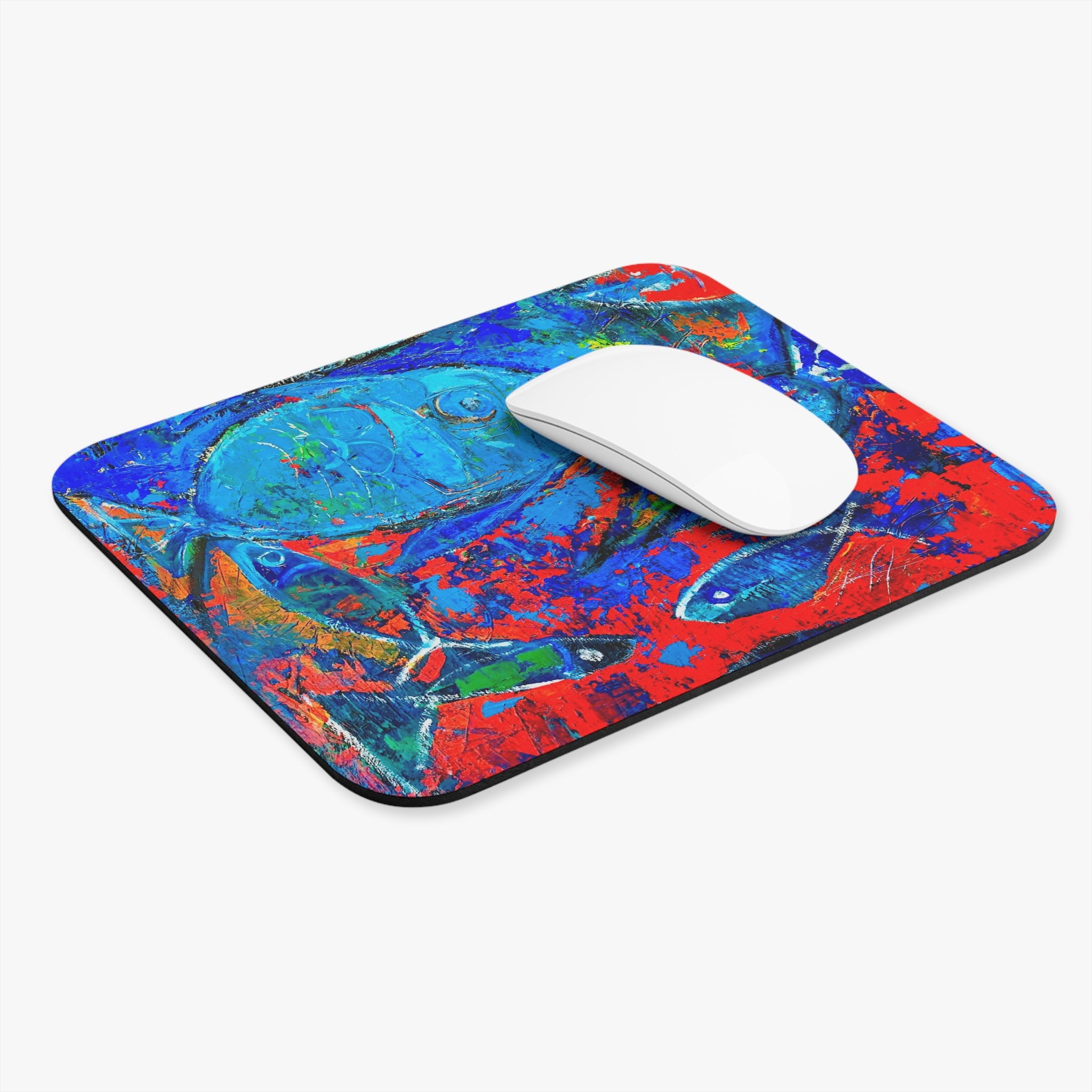 Mouse Pad Abstract Fish Rectangle Mouse Pad — Colorful Ocean Art Desk Mat
