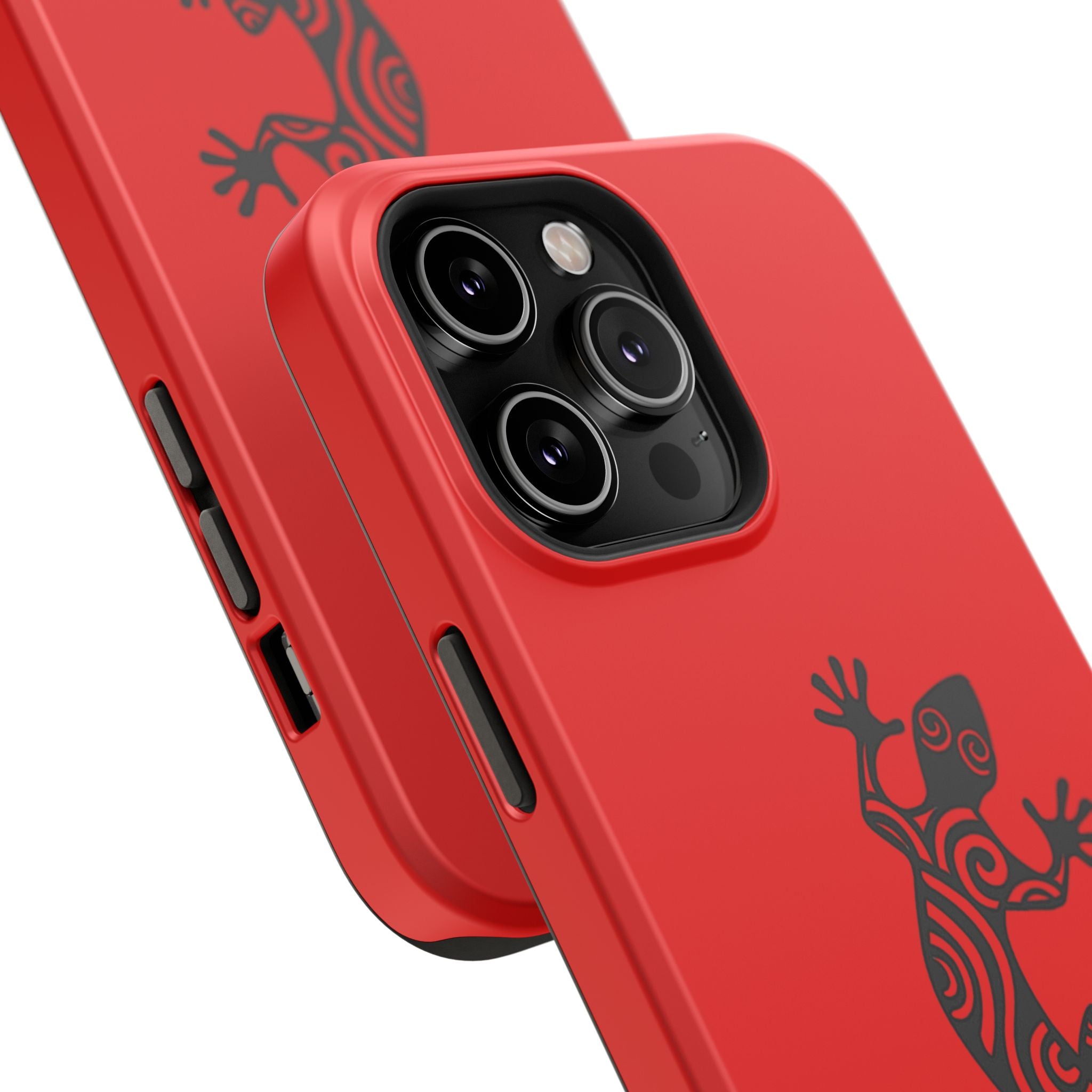 Phone Case Red Impact with Tribal Gecko Design — Shockproof Protective Cover