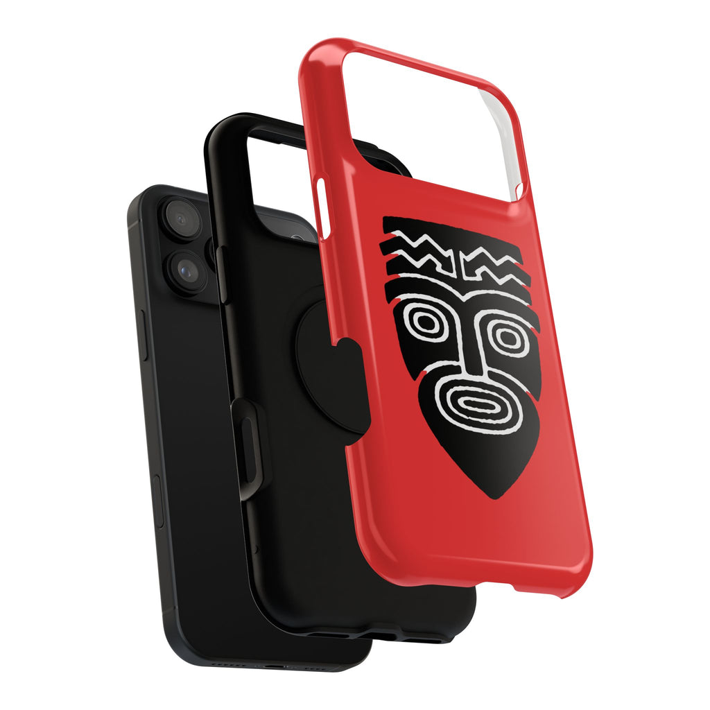 Phone Case Tiki Mask Impact-Resistant Phone Case — Bold Red Protective Cover