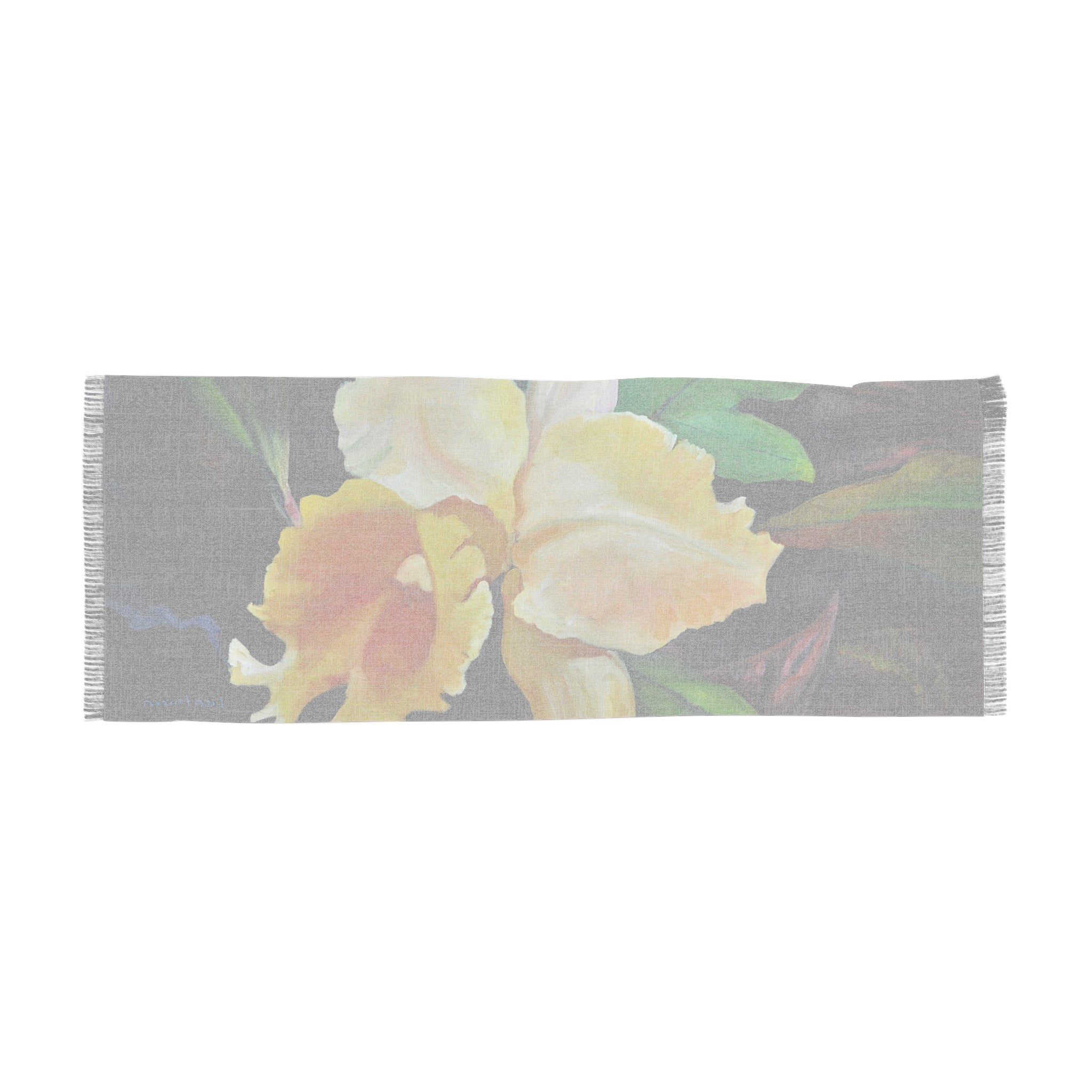 Floral Light Scarf – Yellow Cattleya Orchid Print