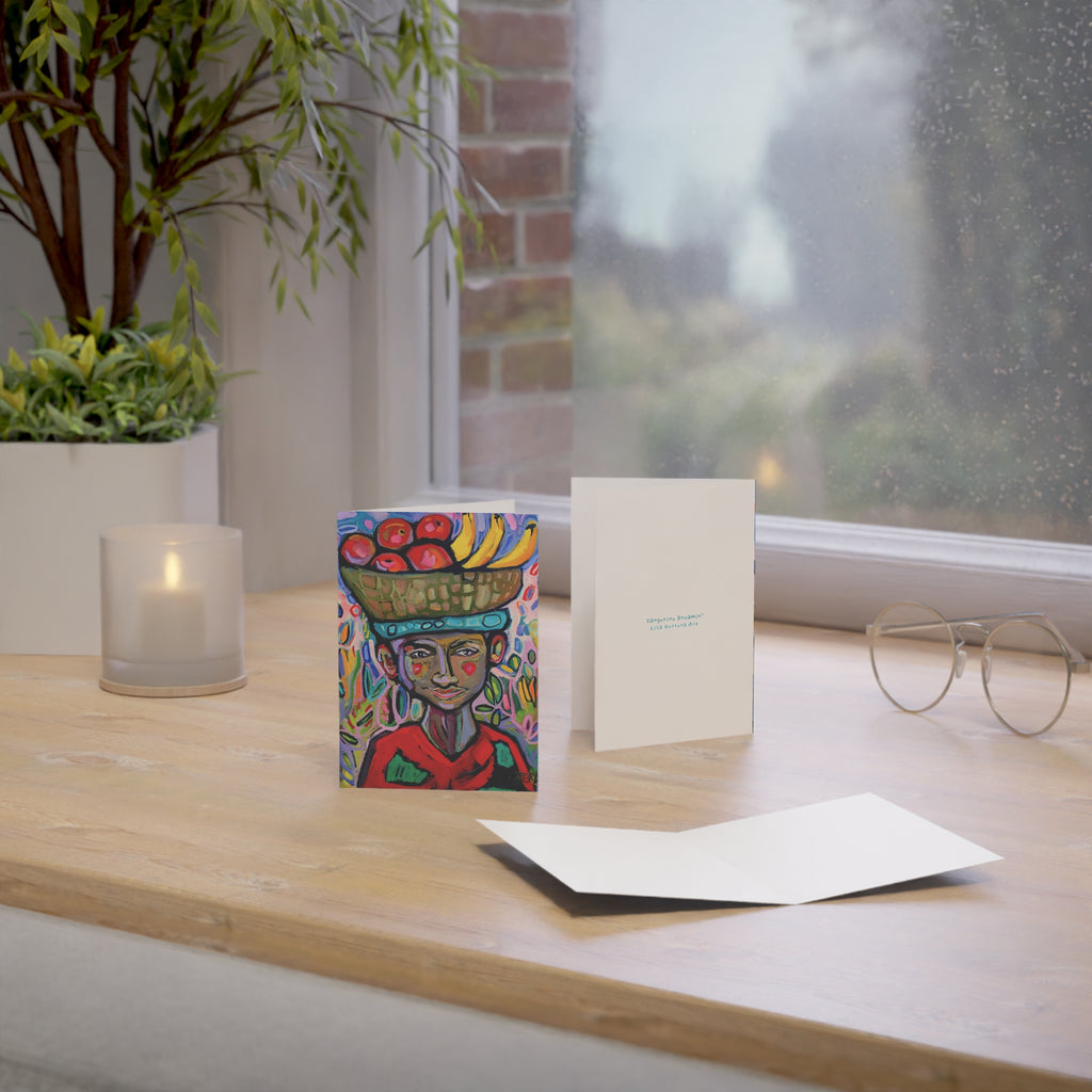 Greeting Card — Colorful Fruit Vendor Art Card (Blank Inside)