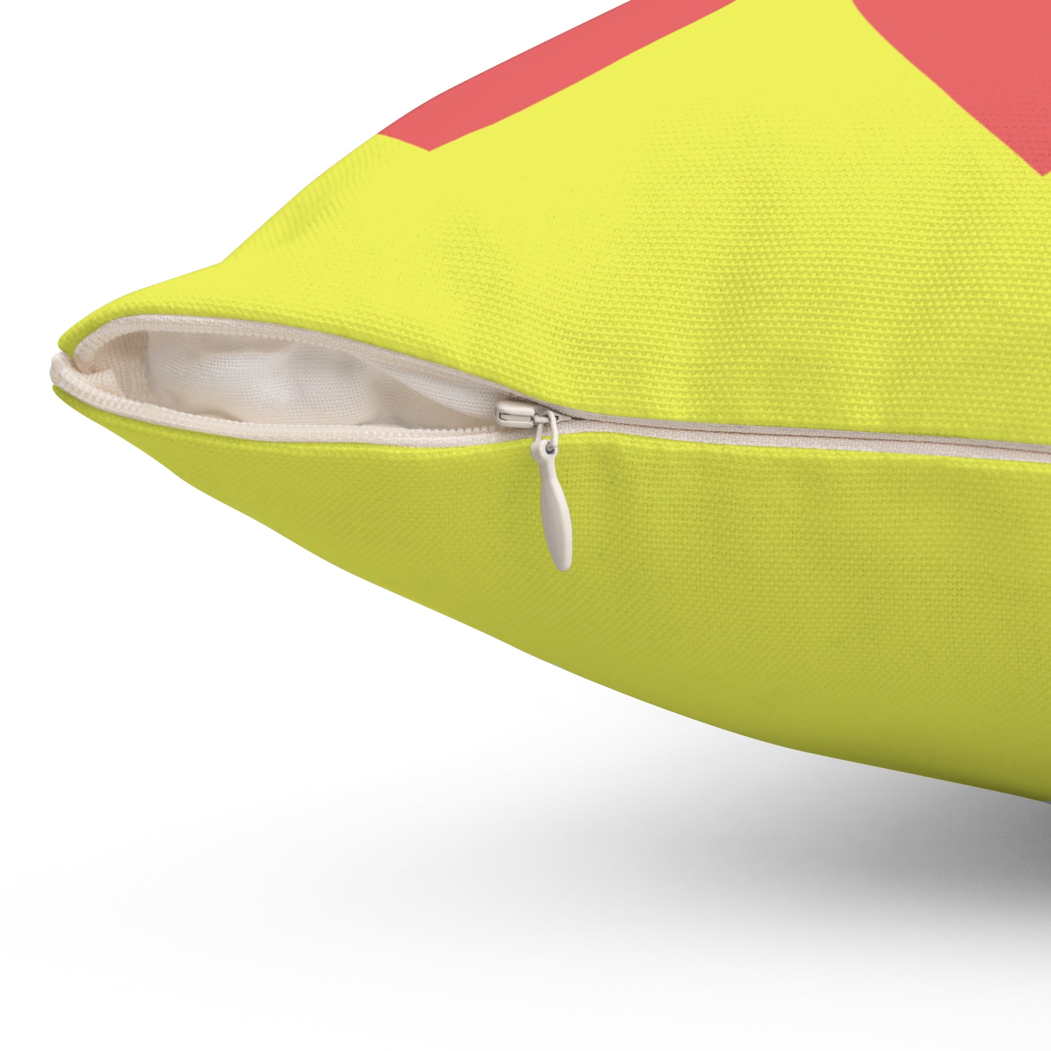 Throw Pillow Red Hearts on Yellow  - Decorative Cushion