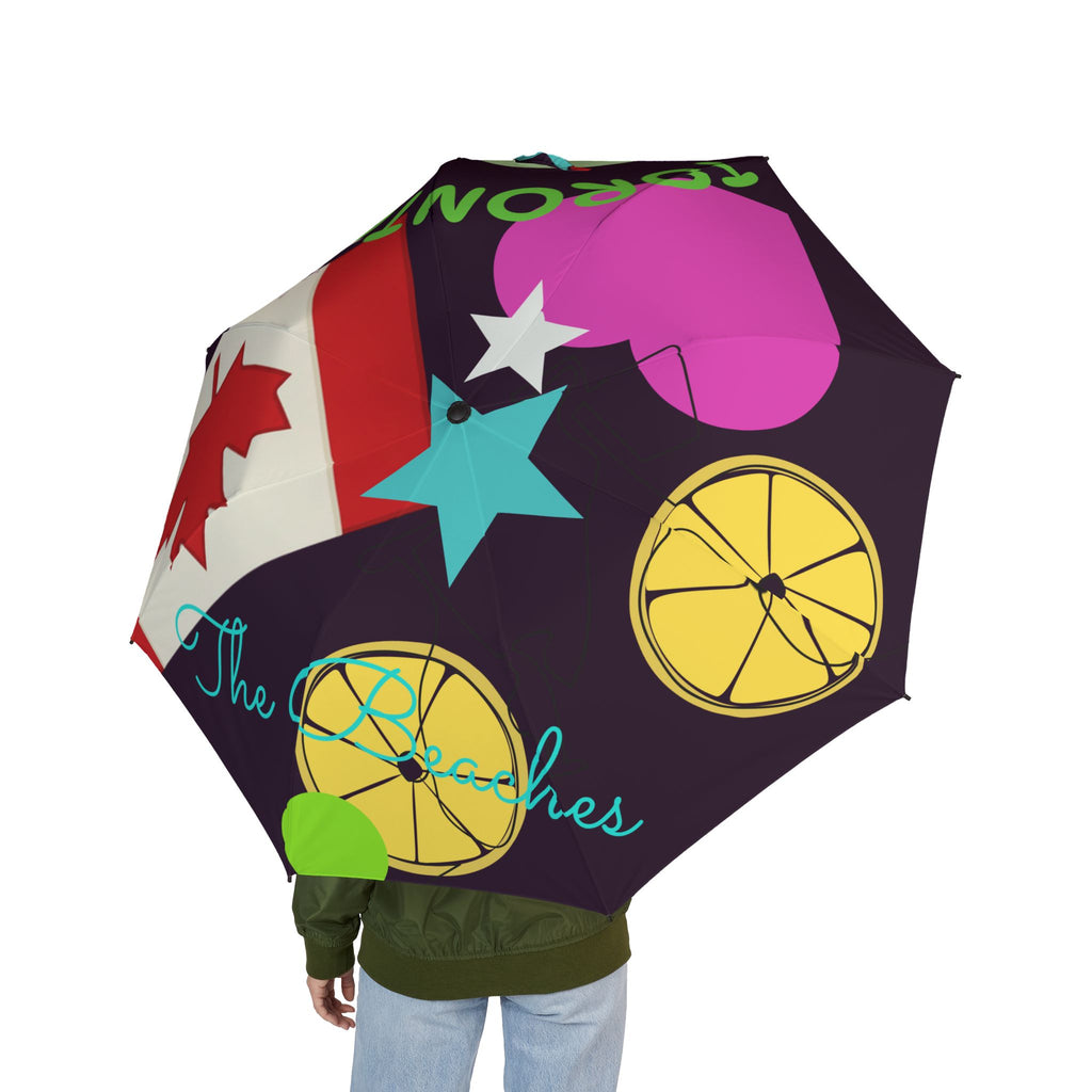 Umbrella Toronto Abstract Art Foldable  – Colorful Semi-Automatic Rain Shield