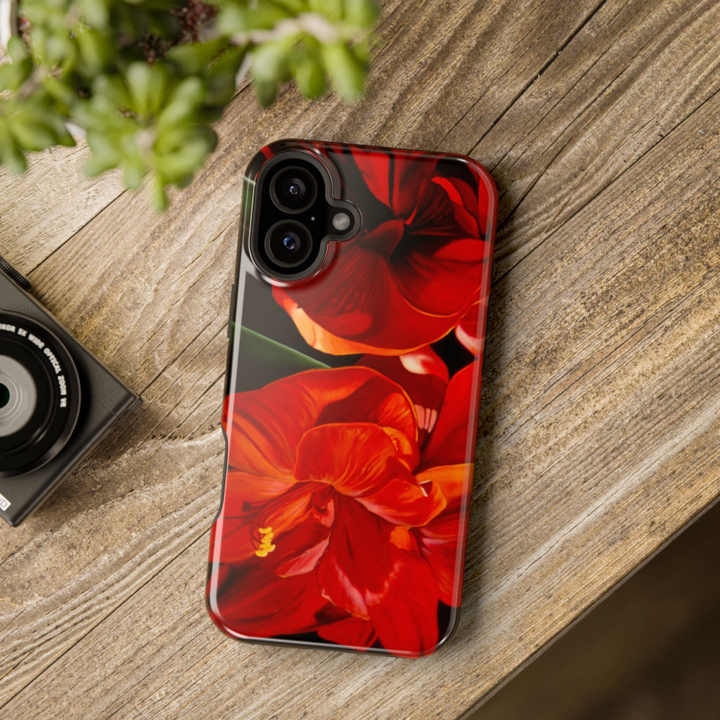 Phone case Lisa Herrera art print Red Amaryllis Floral Impact-Resistant Phone Case