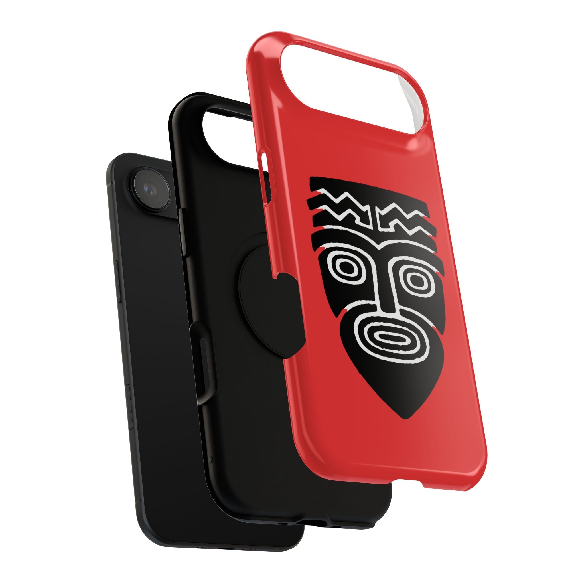 Phone Case Tiki Mask Impact-Resistant Phone Case — Bold Red Protective Cover