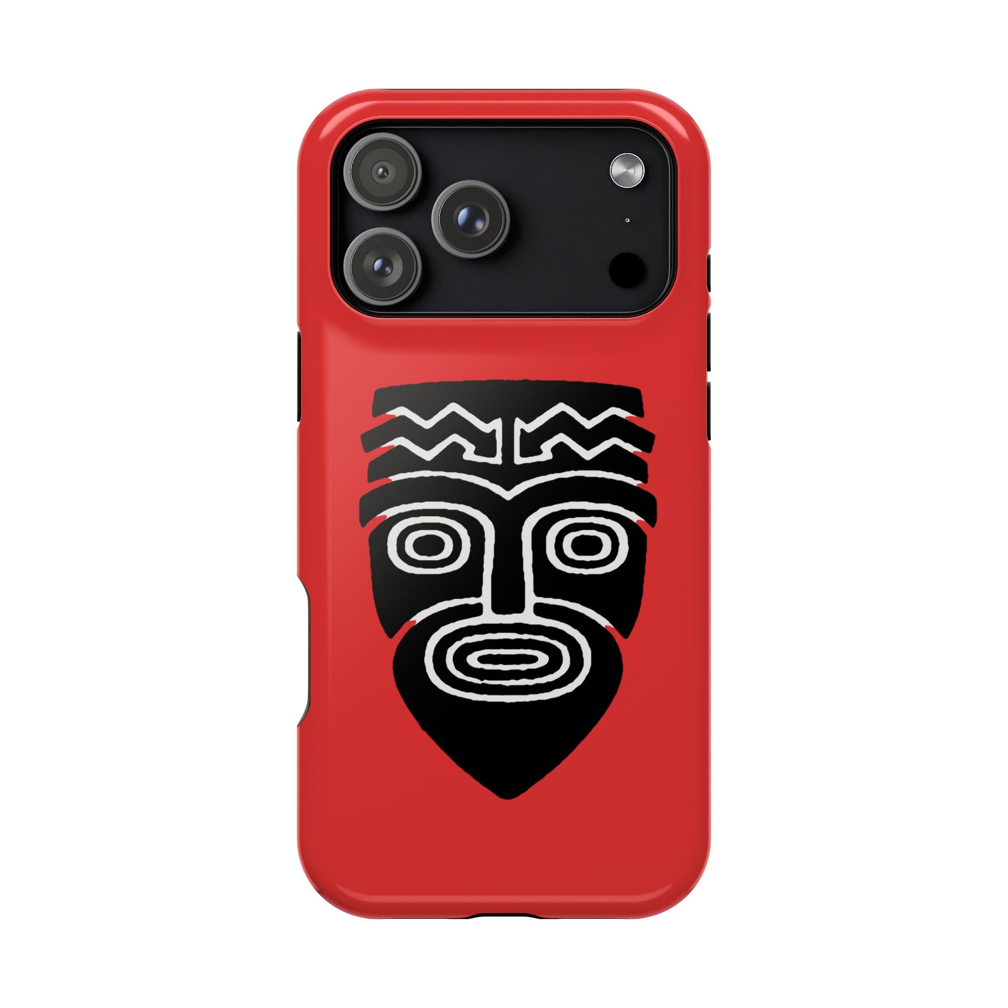 Phone Case Tiki Mask Impact-Resistant Phone Case — Bold Red Protective Cover