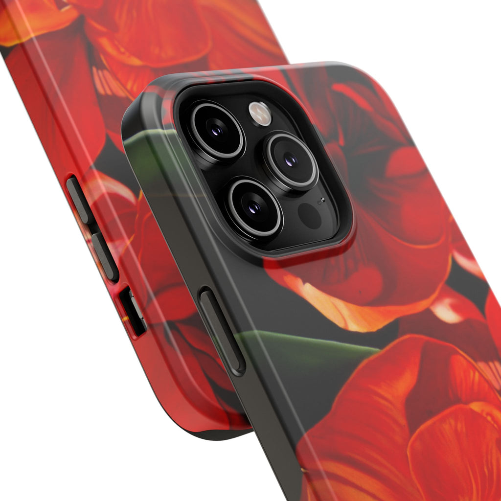 Phone case Lisa Herrera art print Red Amaryllis Floral Impact-Resistant Phone Case