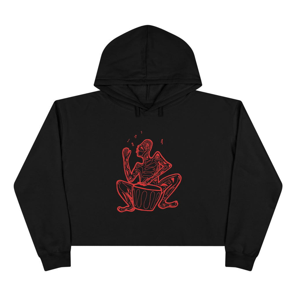 Cropped Hoodie Line drawing of Native Drummer —  Art Figure Graphic