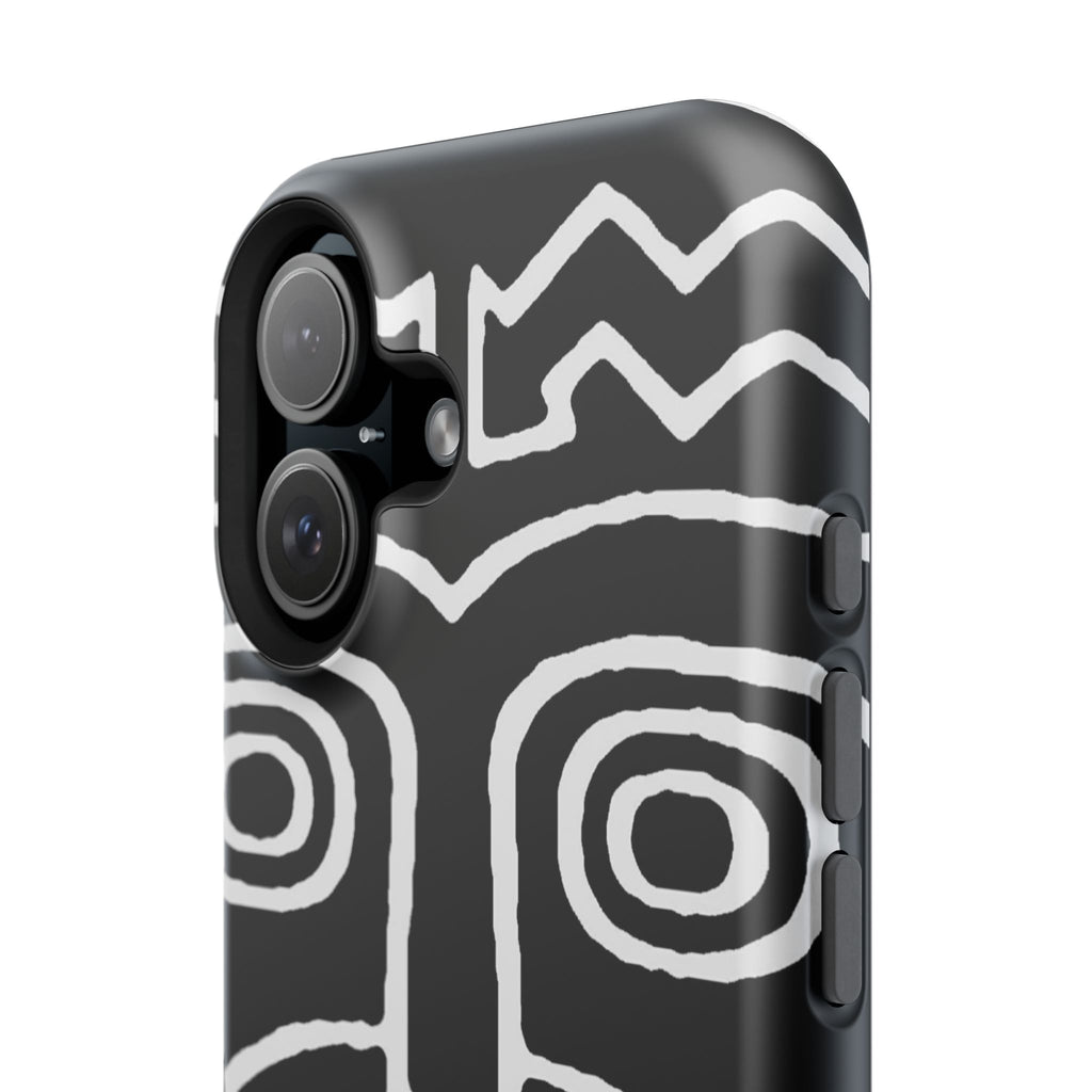 Phone Case — Black & White Tribal Mask Impact-Resistant Case