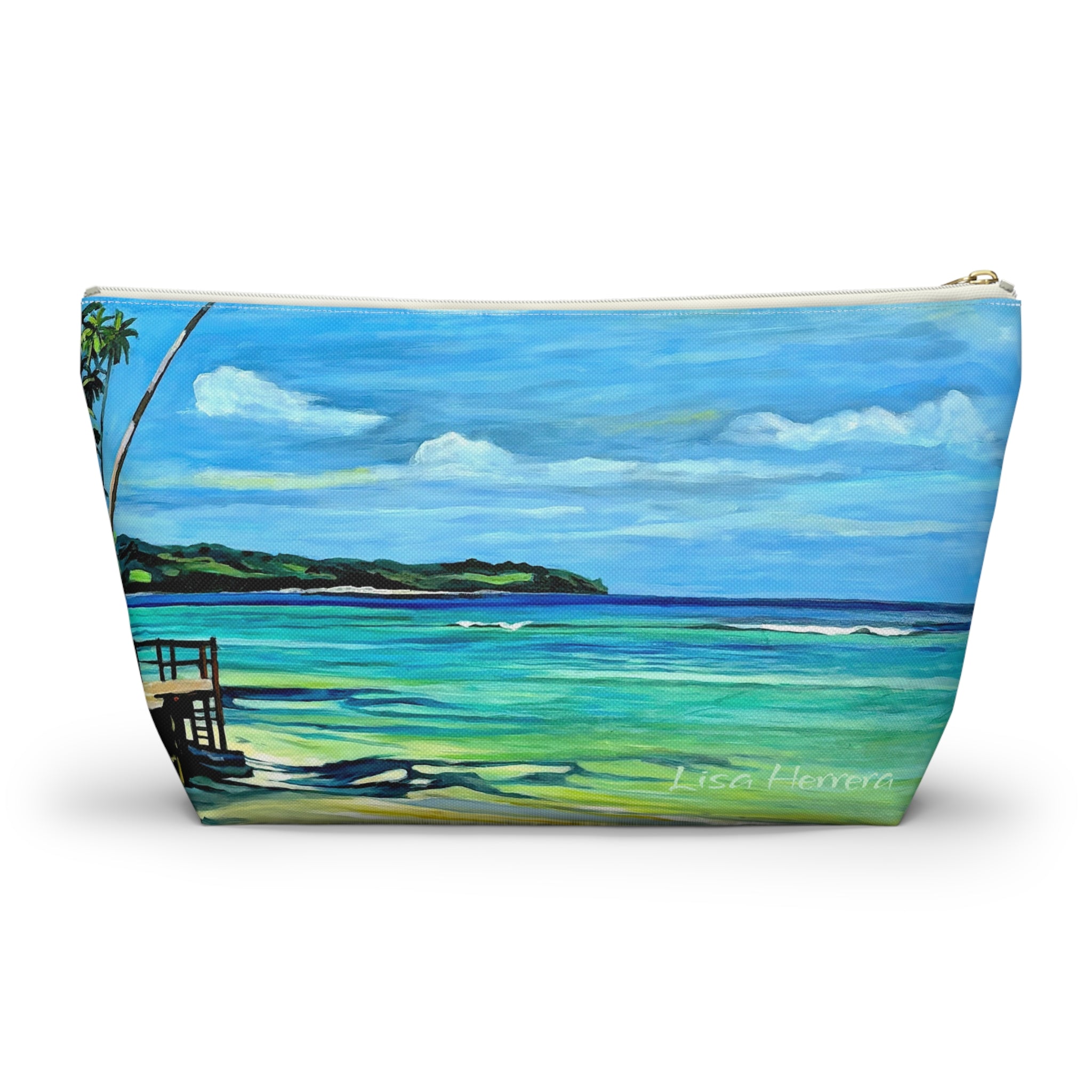 Accesory Pouch Lisa Herrera Art Tropical Beach — Palm Tree Cosmetic Bag