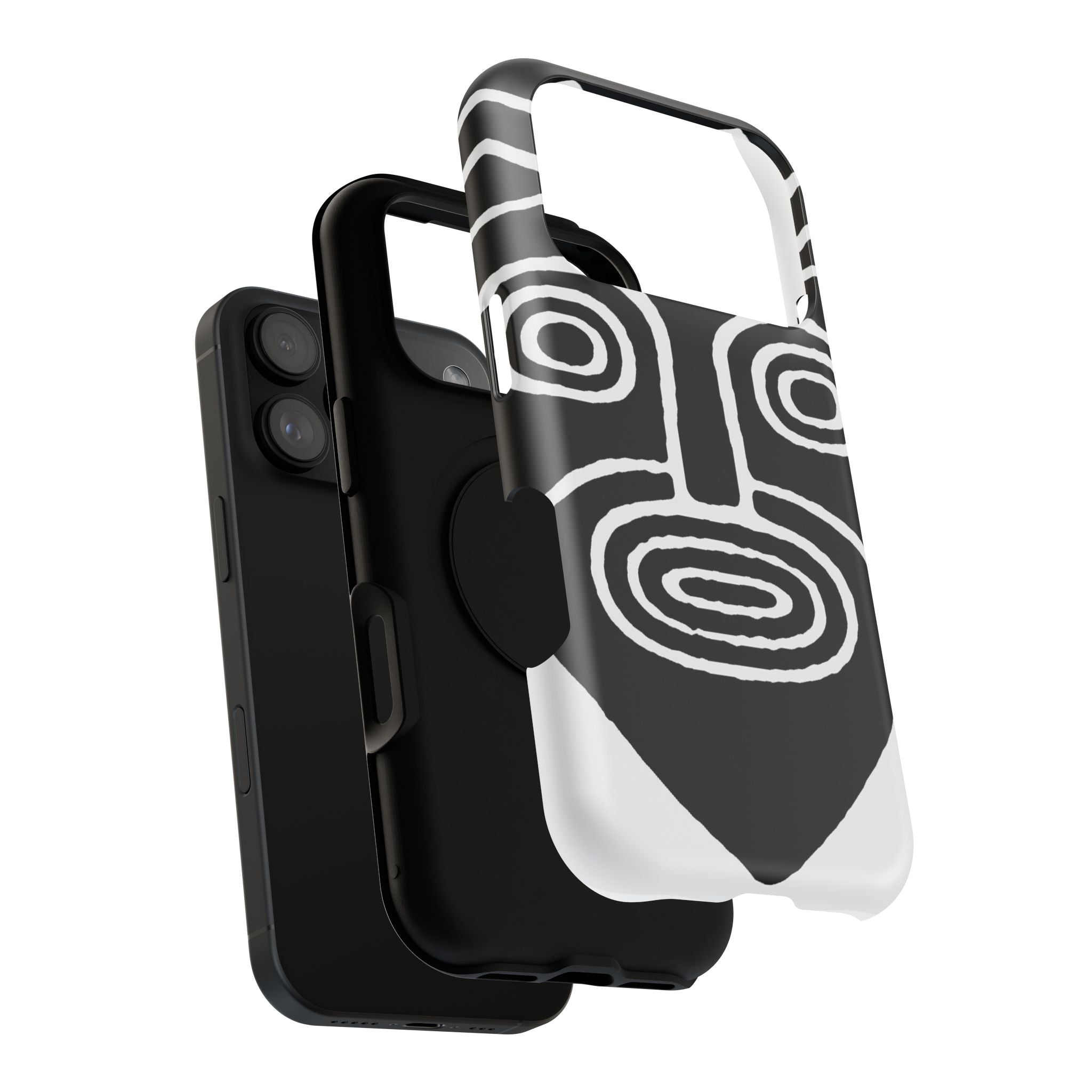 Phone Case — Black & White Tribal Mask Impact-Resistant Case