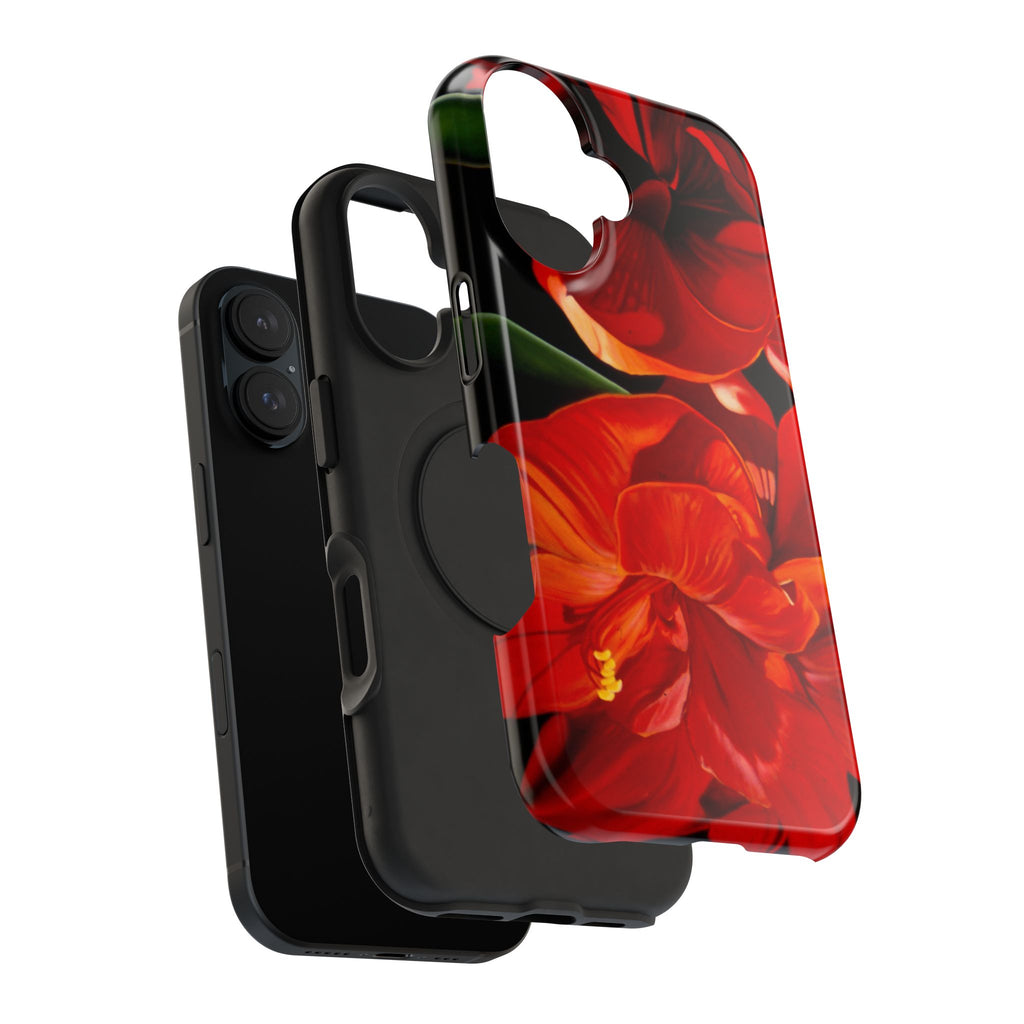 Phone case Lisa Herrera art print Red Amaryllis Floral Impact-Resistant Phone Case