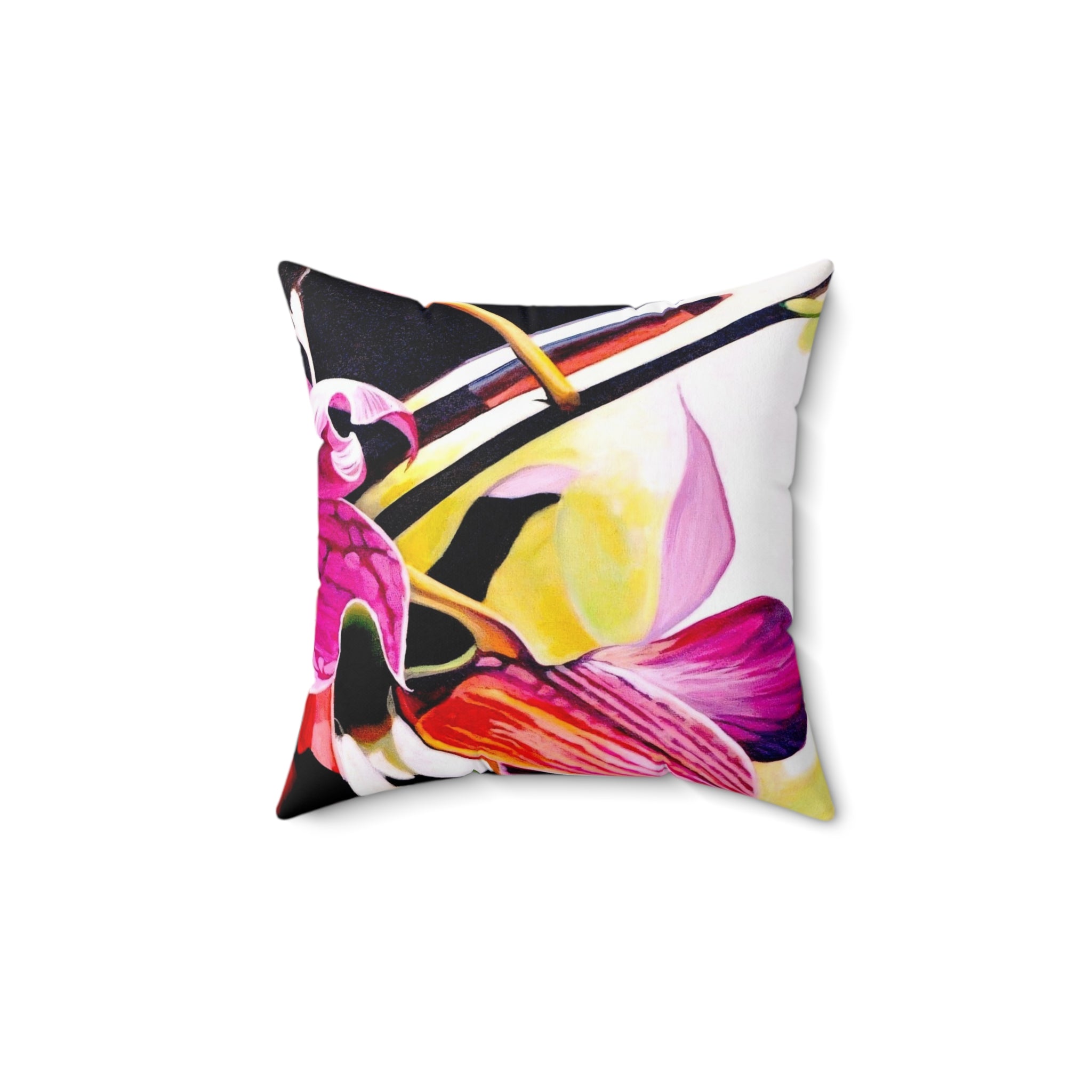 Throw Pillow Lisa Herrera Art Print Purple Orchid Bloom Pillow — Vibrant Pink Floral Decorative Throw Pillow