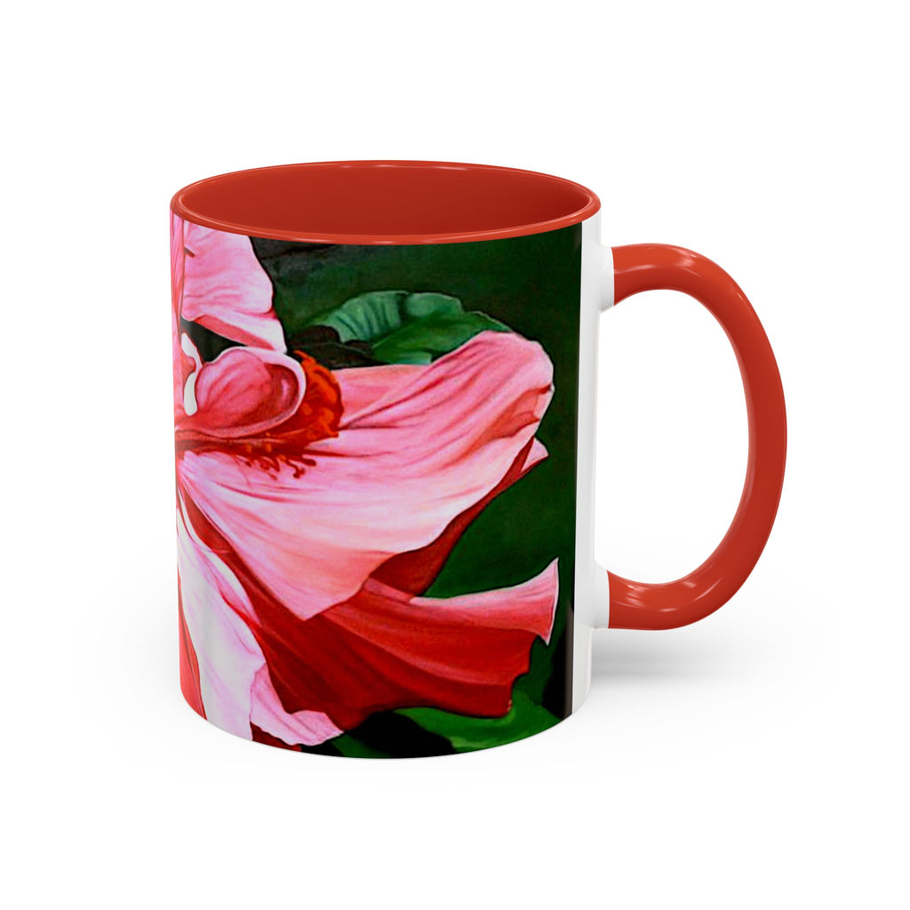 Coffee Mug Pink Hibiscus Painting (11, 15oz)