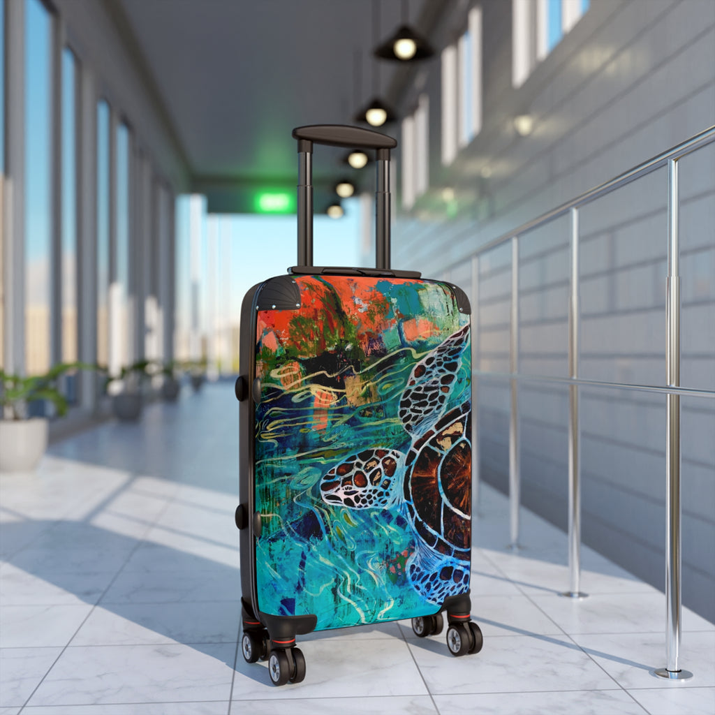 Carry-on Suitcase Sea Turtle — Colorful Ocean Art Travel Luggage