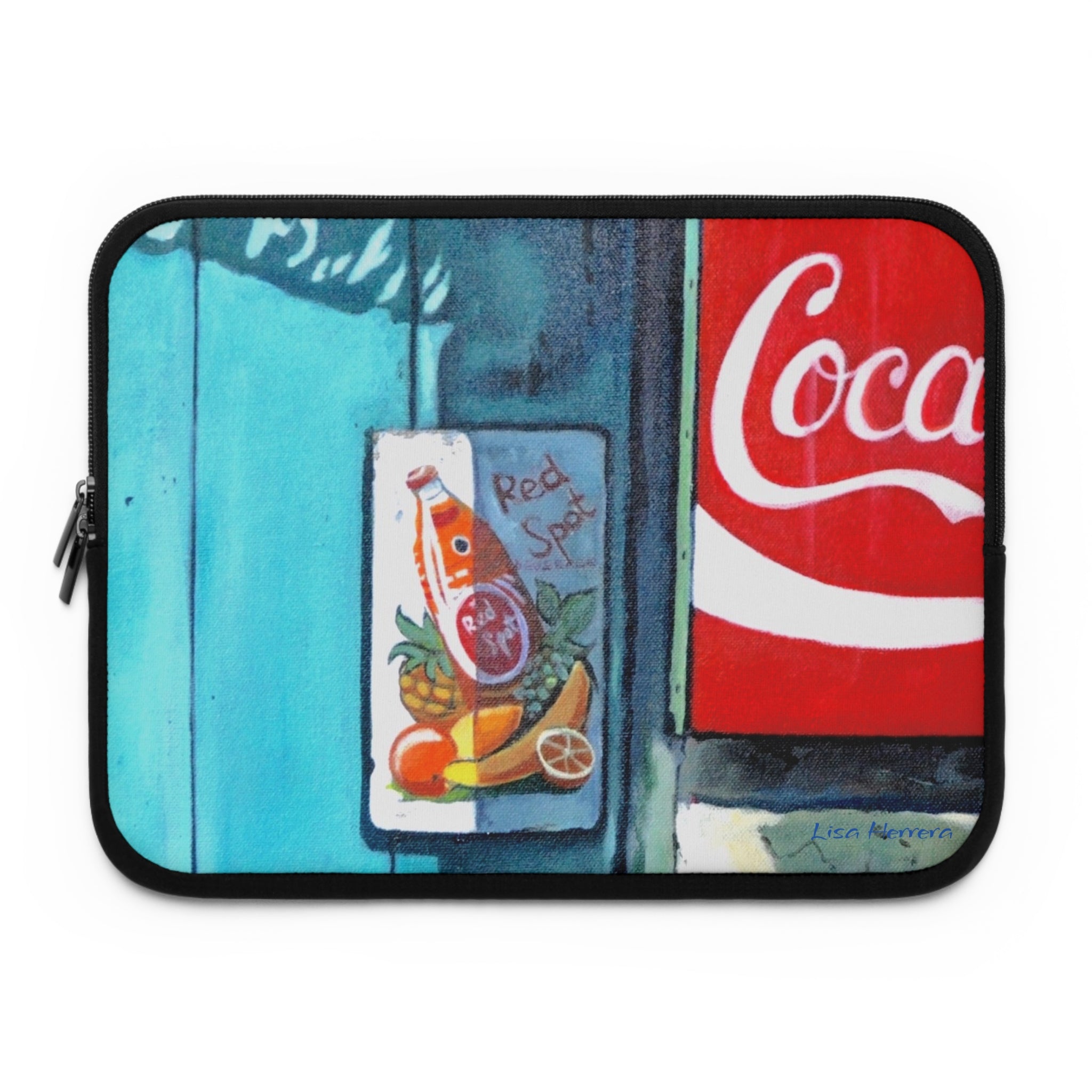 Laptop sleeve Lisa Herrera art Retro Red Spot/Coca-Cola Art Laptop Sleeve — Vintage Soda Sign Design