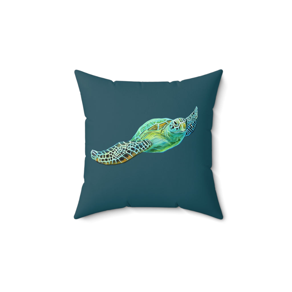 Throw Pillow Sea Turtle Teal - Aqua Coastal Decorative Cushion