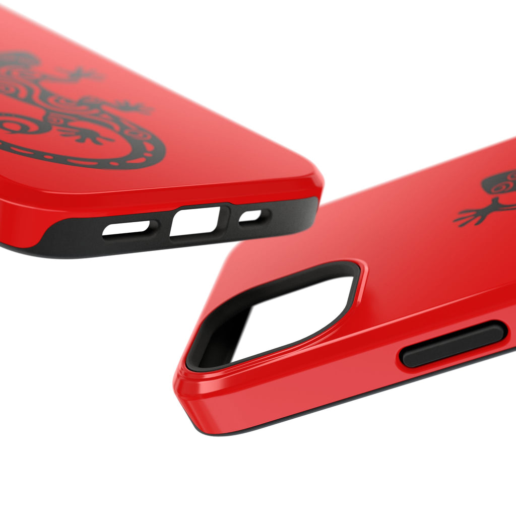 Phone Case Red Impact with Tribal Gecko Design — Shockproof Protective Cover
