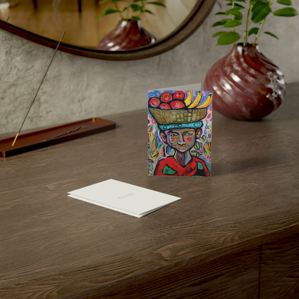 Greeting Card — Colorful Fruit Vendor Art Card (Blank Inside)