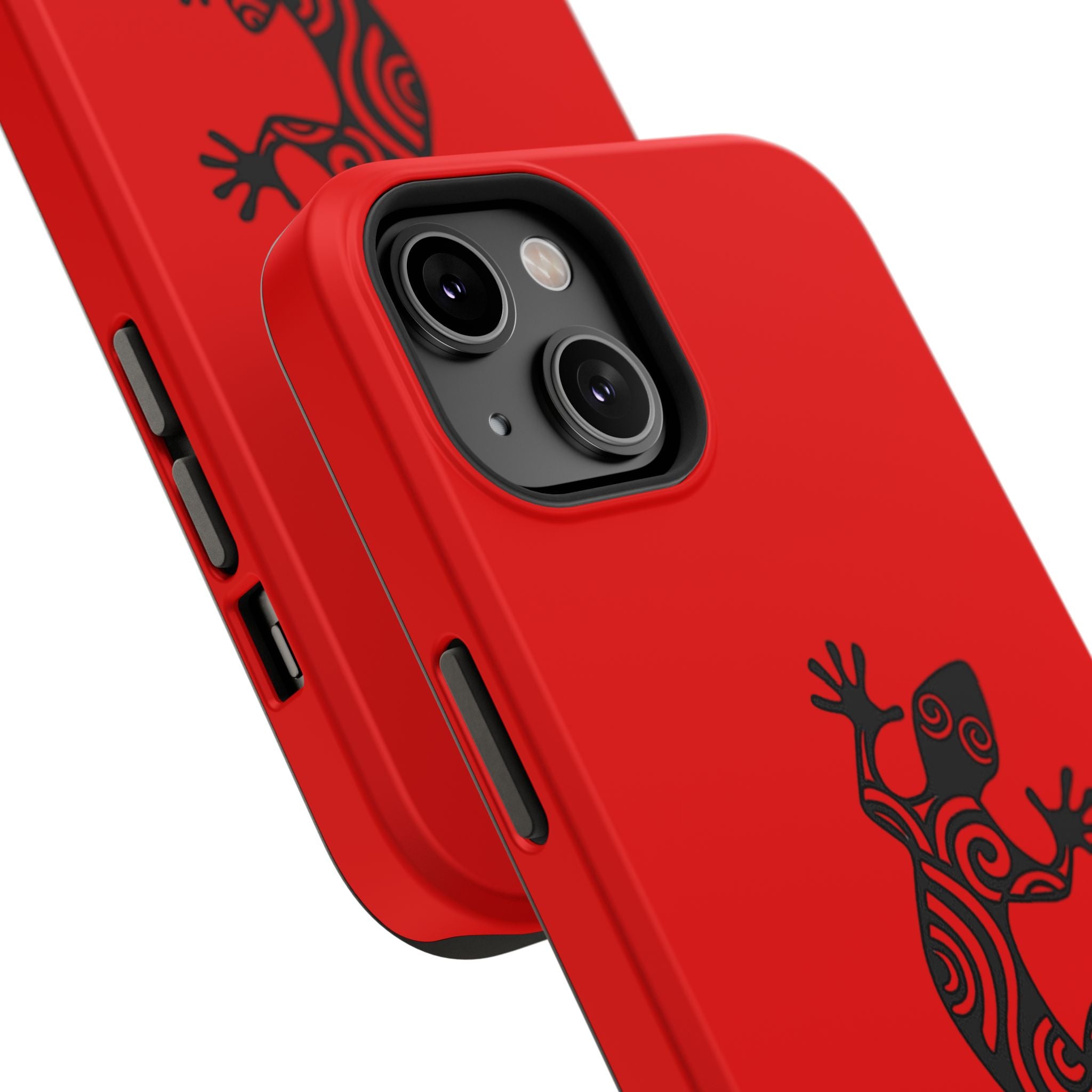 Phone Case Red Impact with Tribal Gecko Design — Shockproof Protective Cover