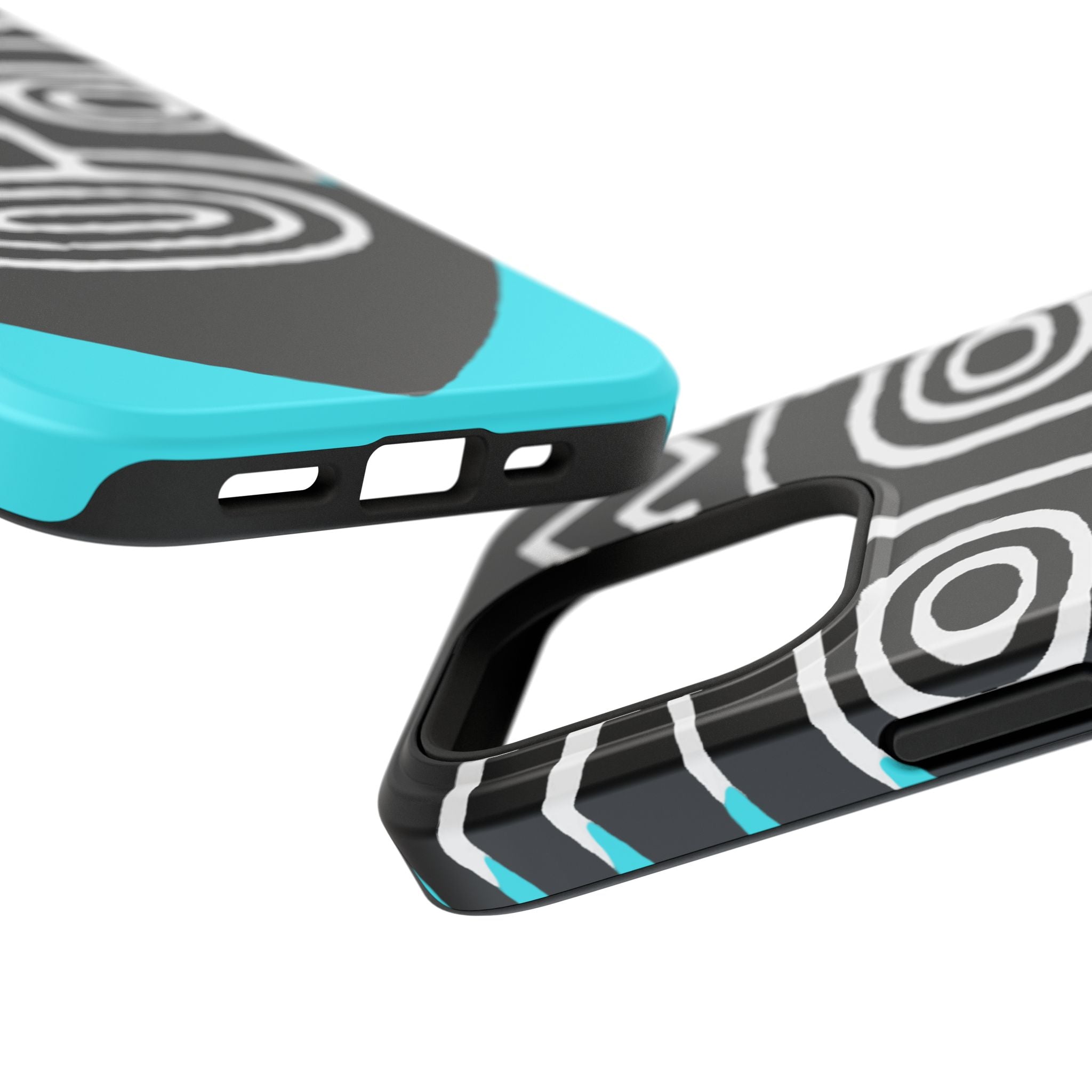 Phone case Impact-Resistant  — Abstract Tribal Mask Design (Black & Teal)