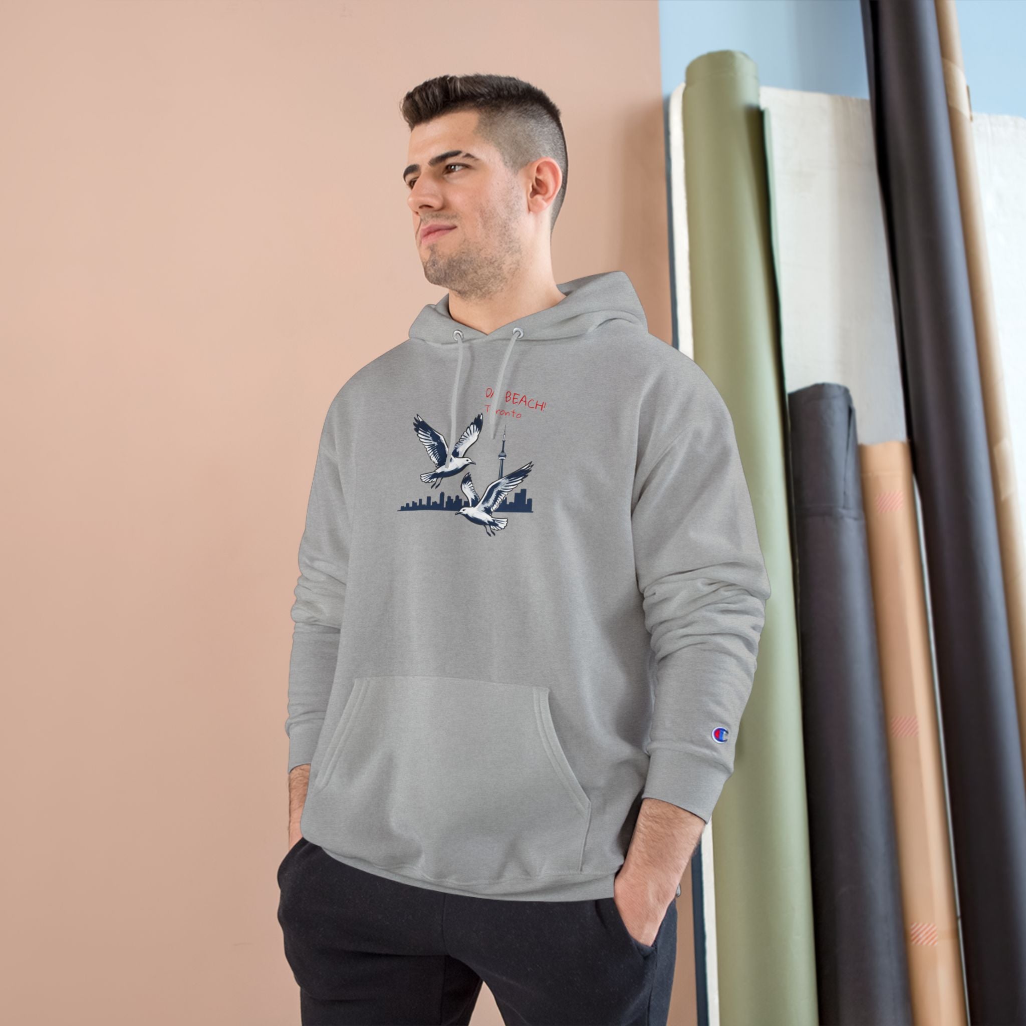 Hoodie Da Beach Seagulls and cn tower drawing Toronto Hoodie –  Pullover